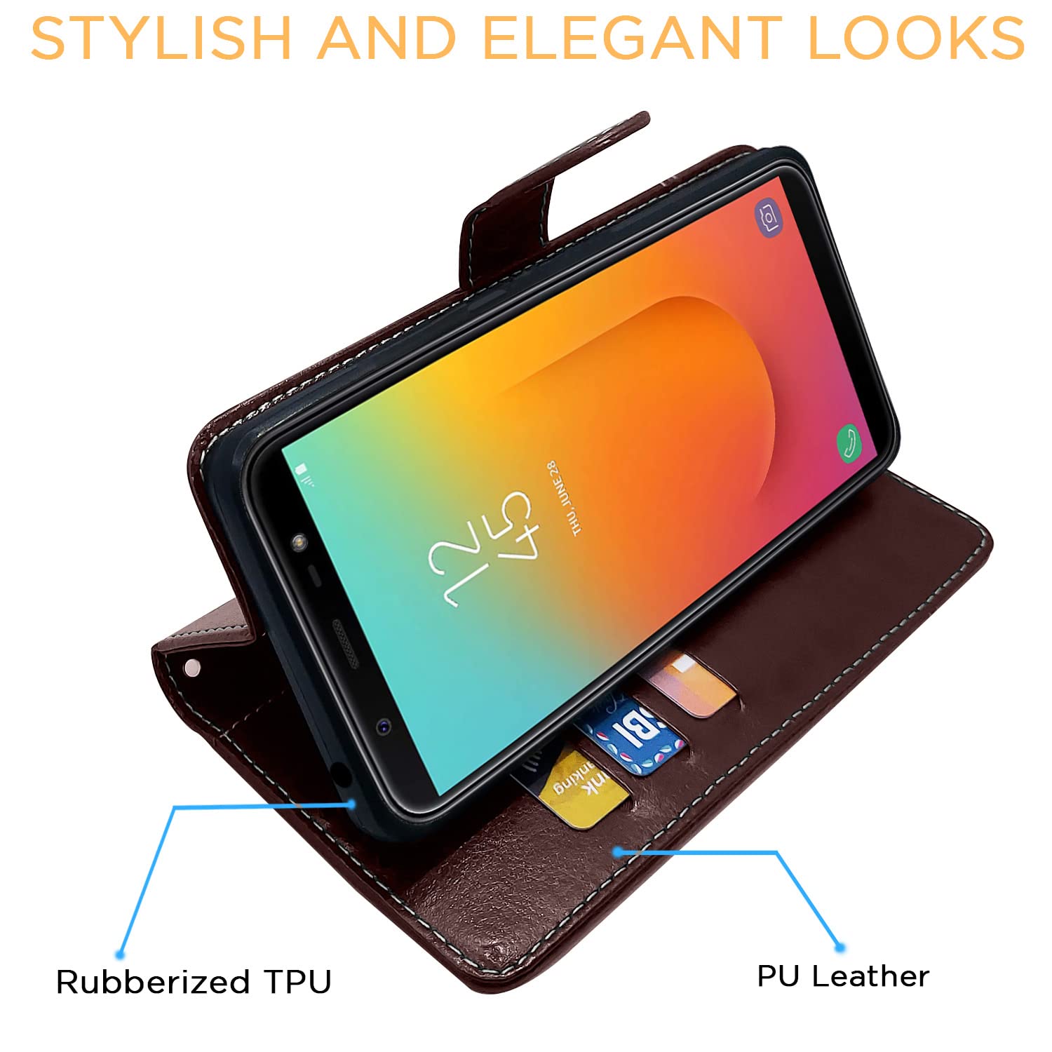 Pikkme Samsung Galaxy J8 Constrast Flip Cover | Coffee & Brown