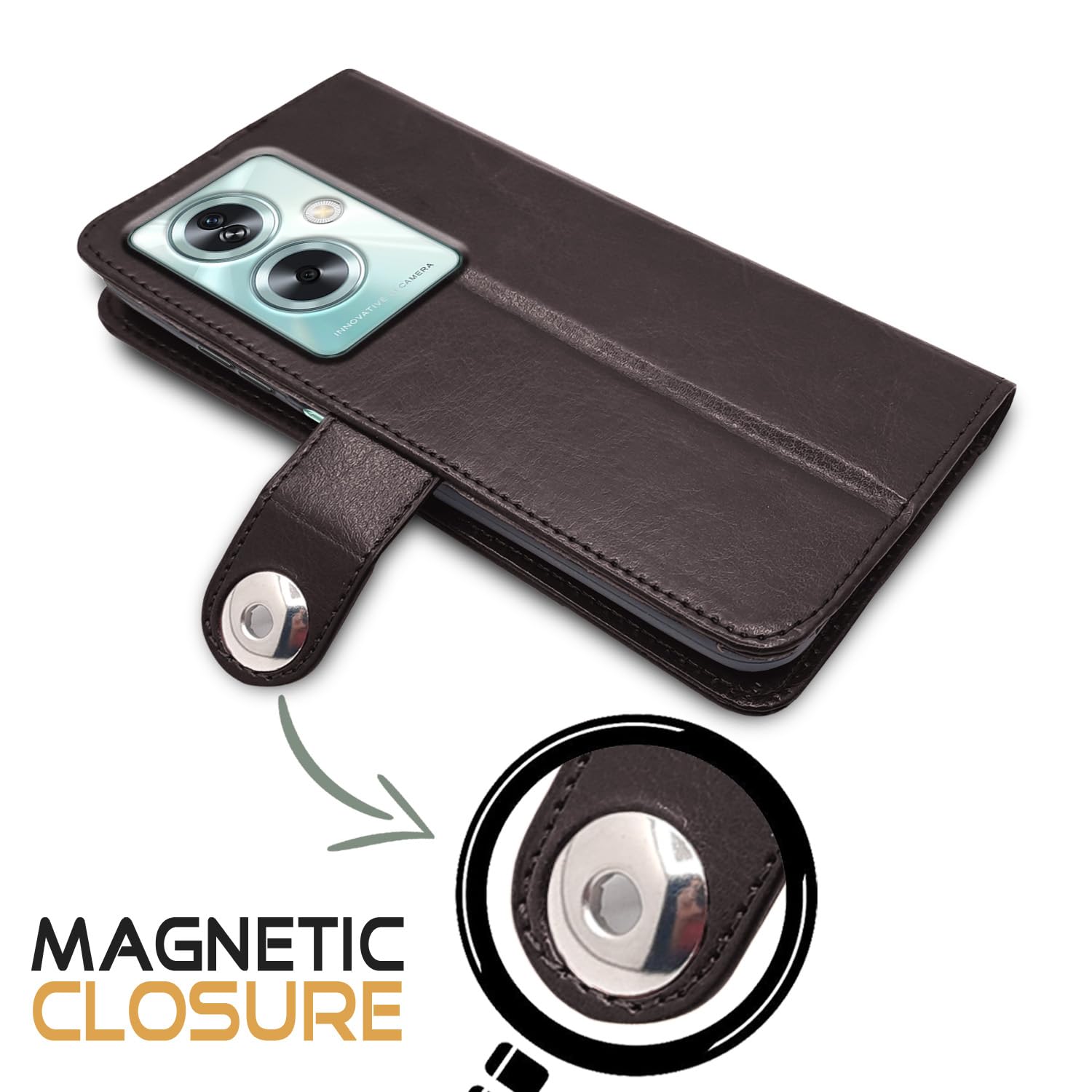 Oppo A79 5G Button flip case in coffee by Pikkme – photo 4