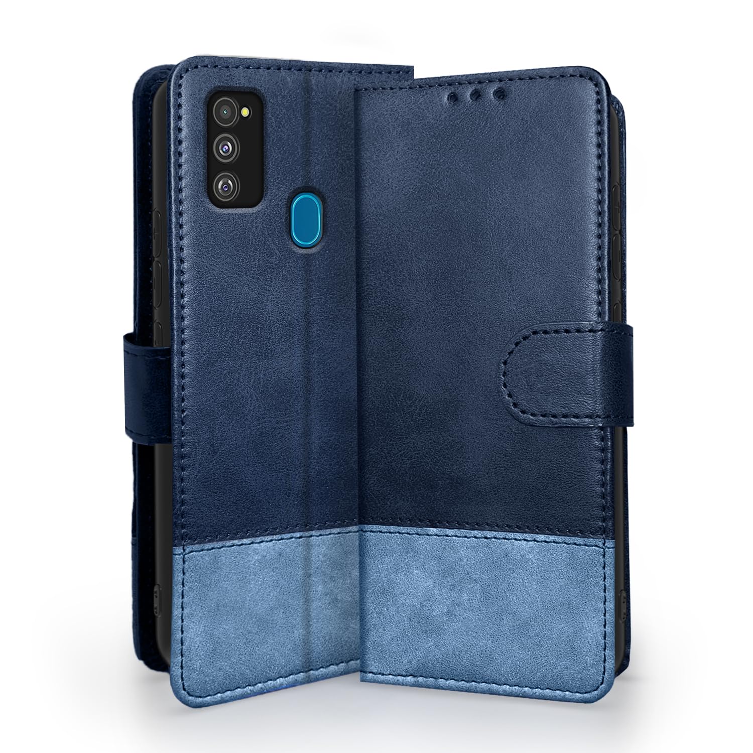 Pikkme blue Contrast wallet flip cover for Samsung M30s