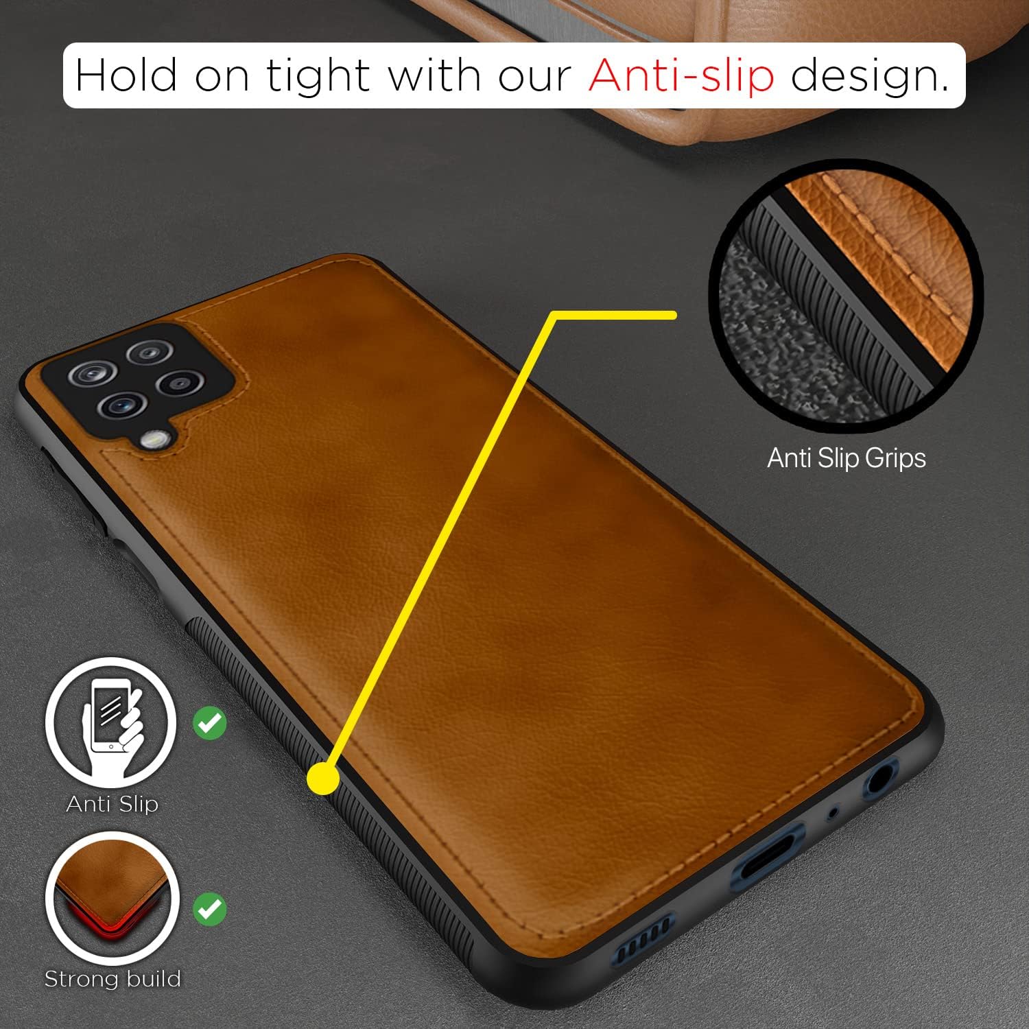 Pikkme Samsung Galaxy M12 / A12 / F12 Leather Back Cover | Brown