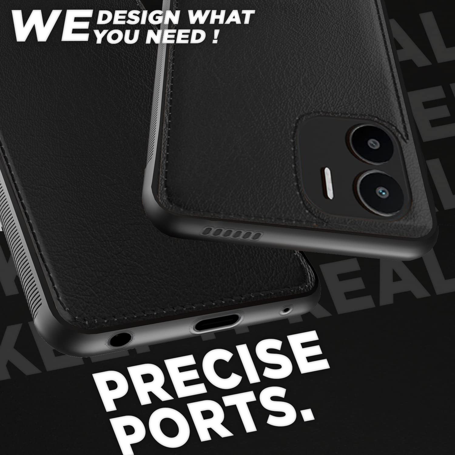 Pikkme Redmi A1 2022 Leather Back Cover | Black