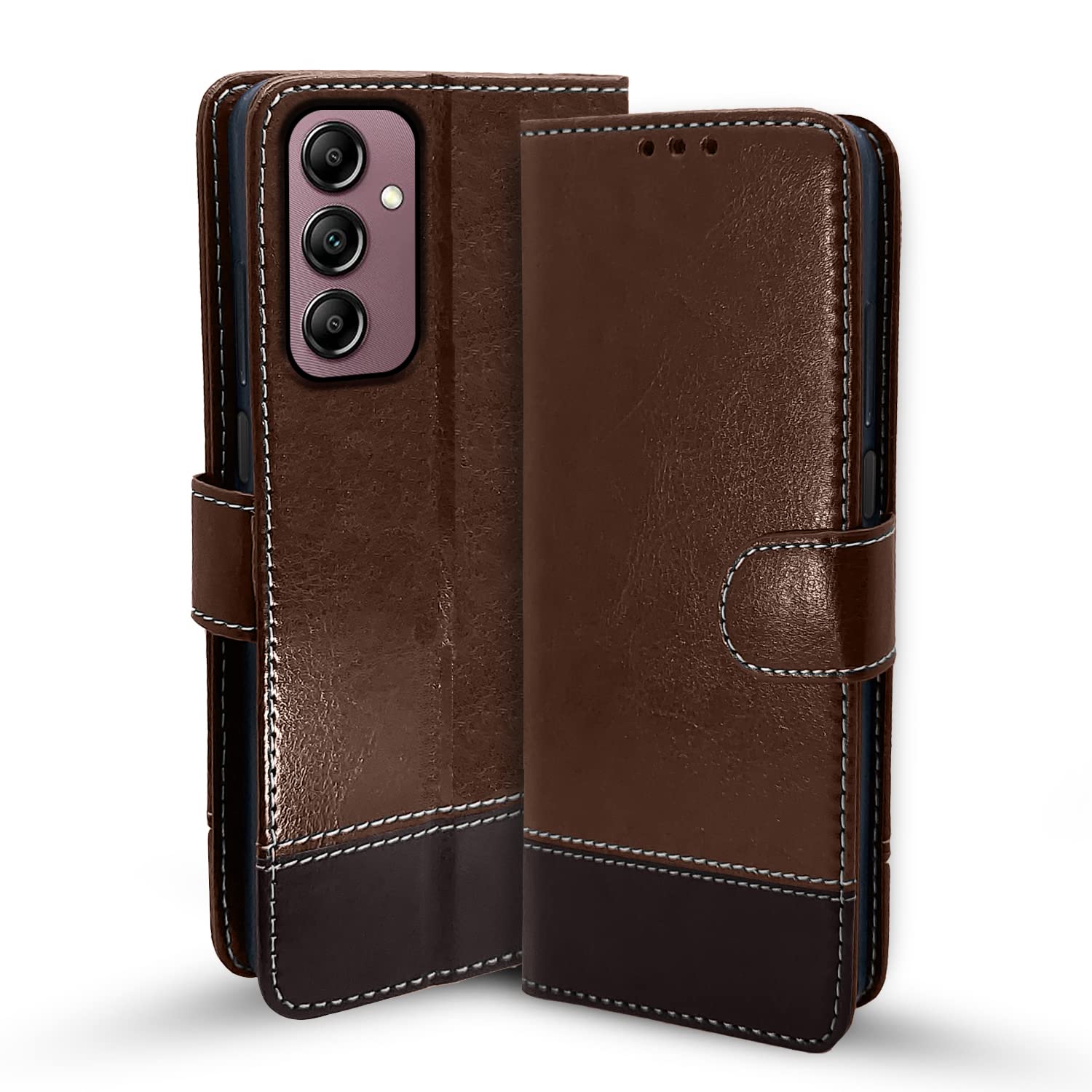 Pikkme Samsung Galaxy A14 5G Constrast Flip Cover | Brown & Coffee