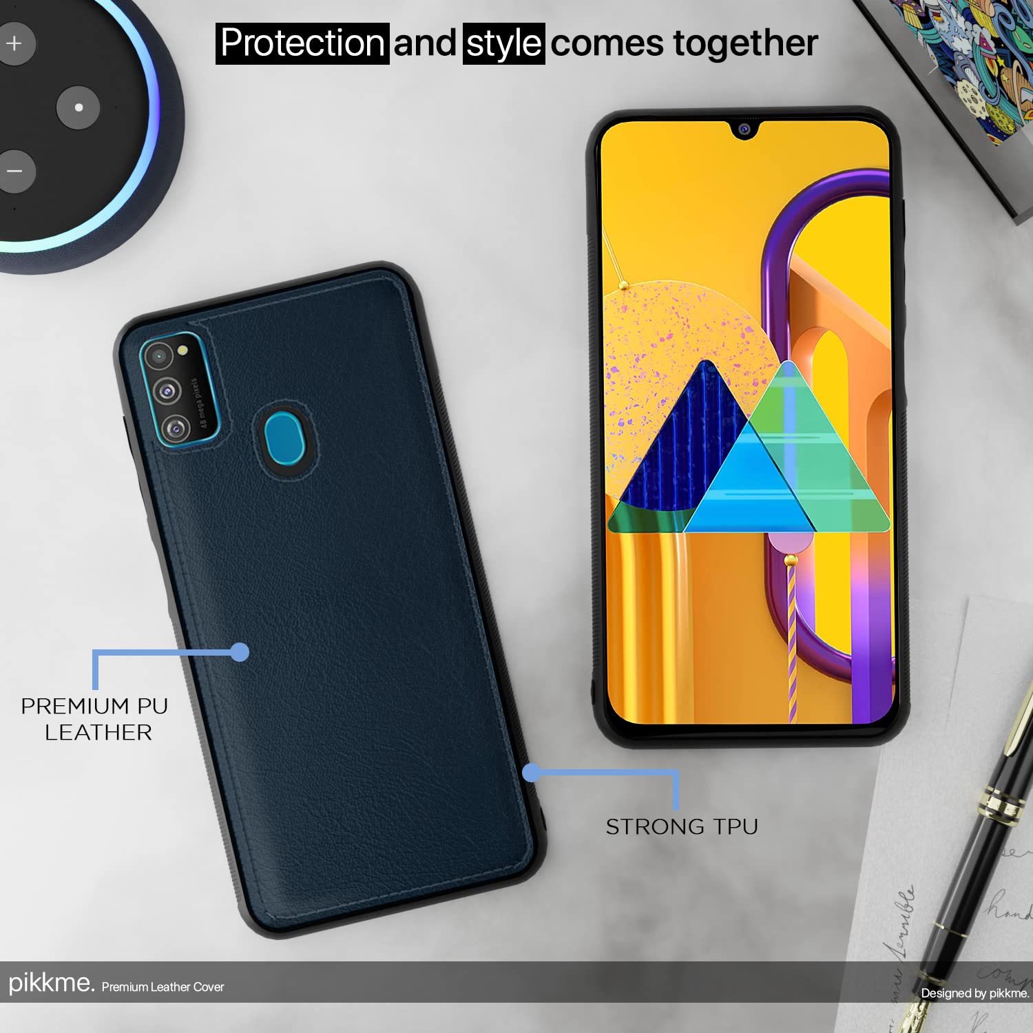 Pikkme Samsung Galaxy M21 / M21 2021 / M30s Leather Back Cover | Blue