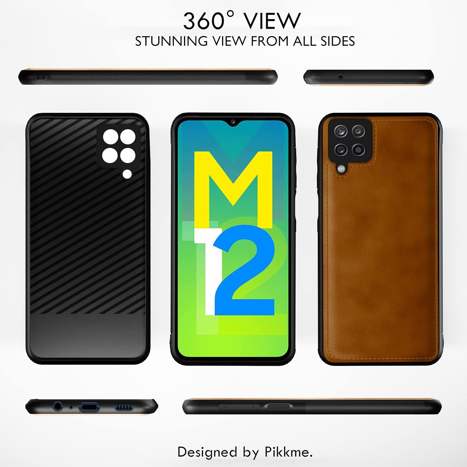 Pikkme Samsung Galaxy M12 / A12 / F12 Leather Back Cover | Brown
