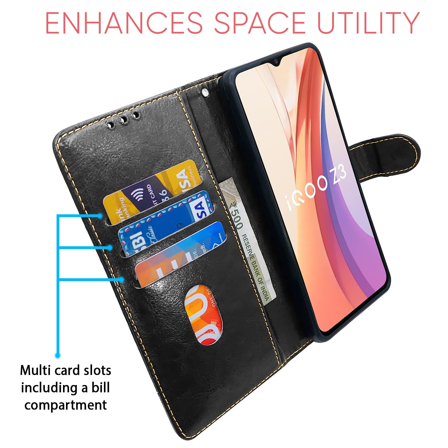 Black Contrast flip cover for iQOO Z3 5G – Pikkme – photo 3