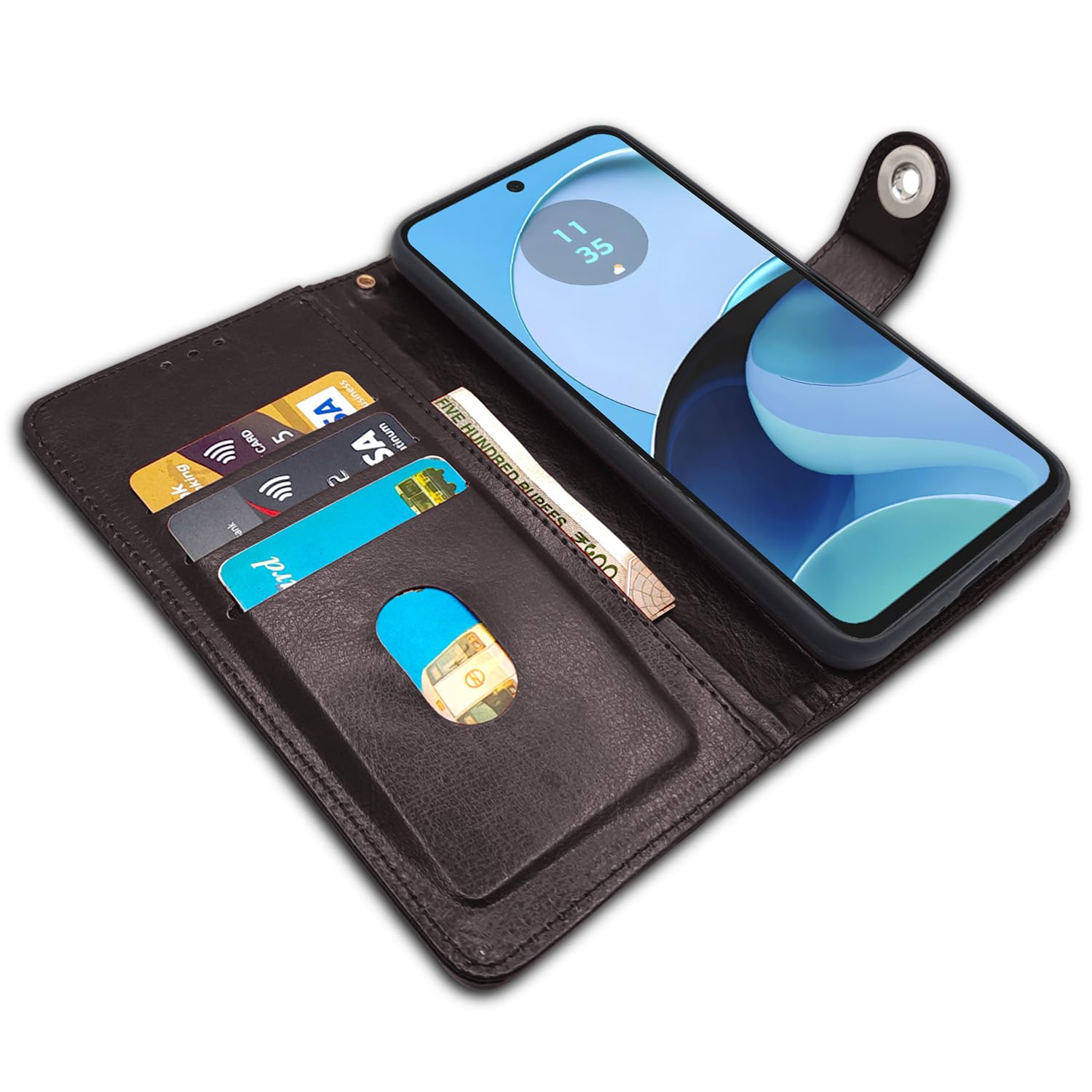 Pikkme coffee Button wallet flip cover for Moto G14 – photo 2