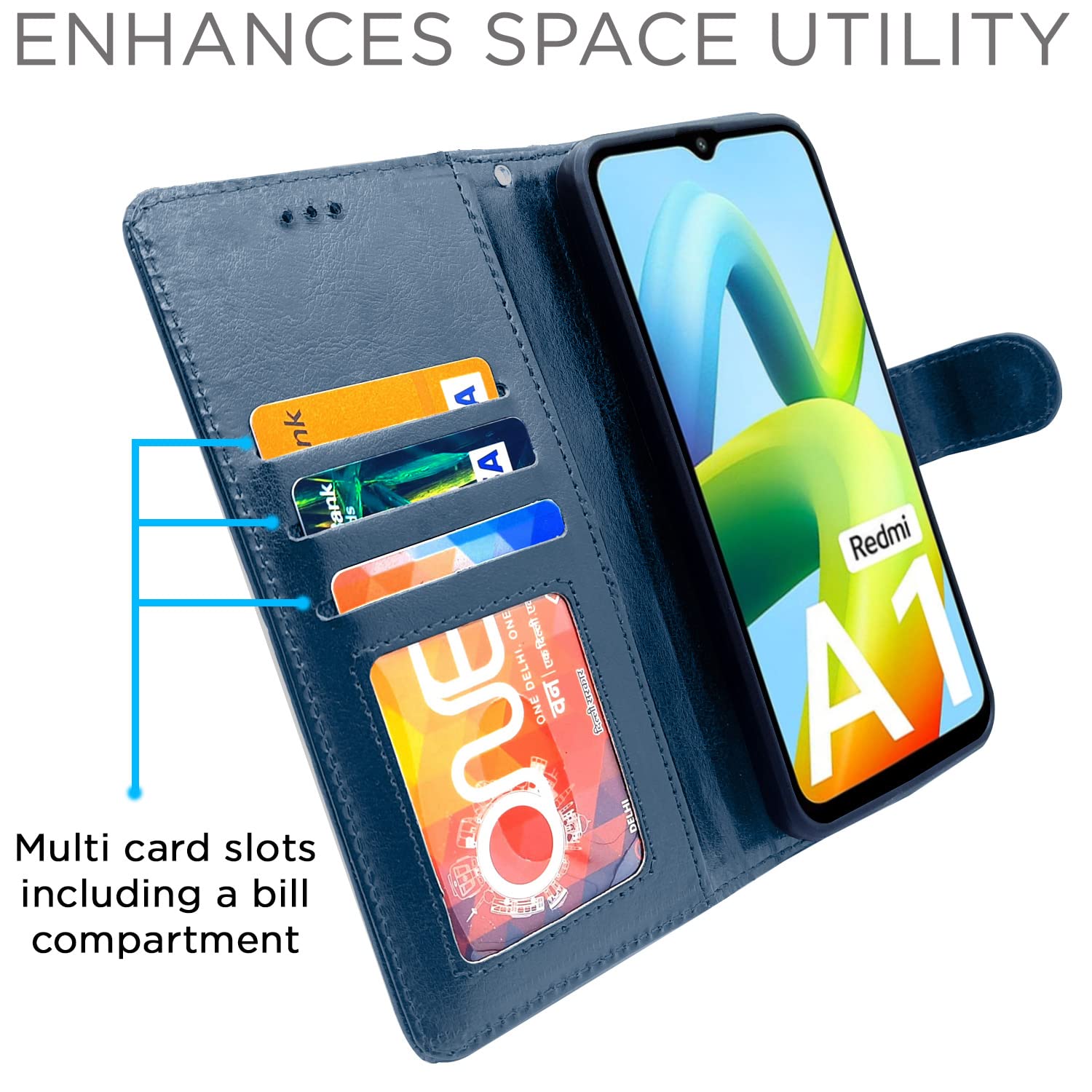 Pikkme Redmi A1 2022 Vintage Flip Cover | Blue