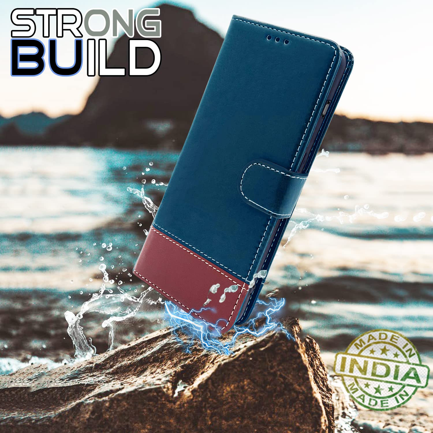 Pikkme OnePlus Nord 2T 5G Contrast Flip Cover | Blue & Brown