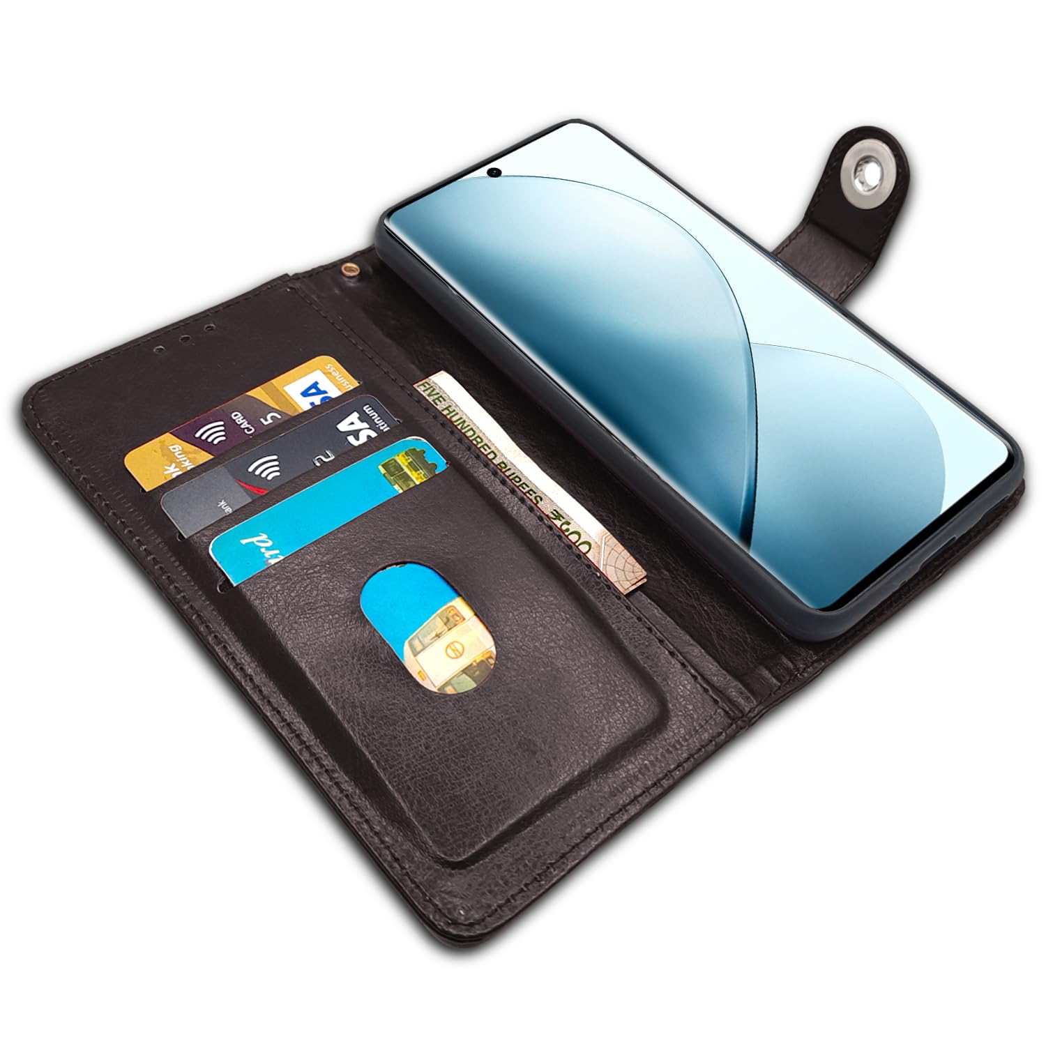 Pikkme Vivo V29 5G Button Flip Cover (Coffee)