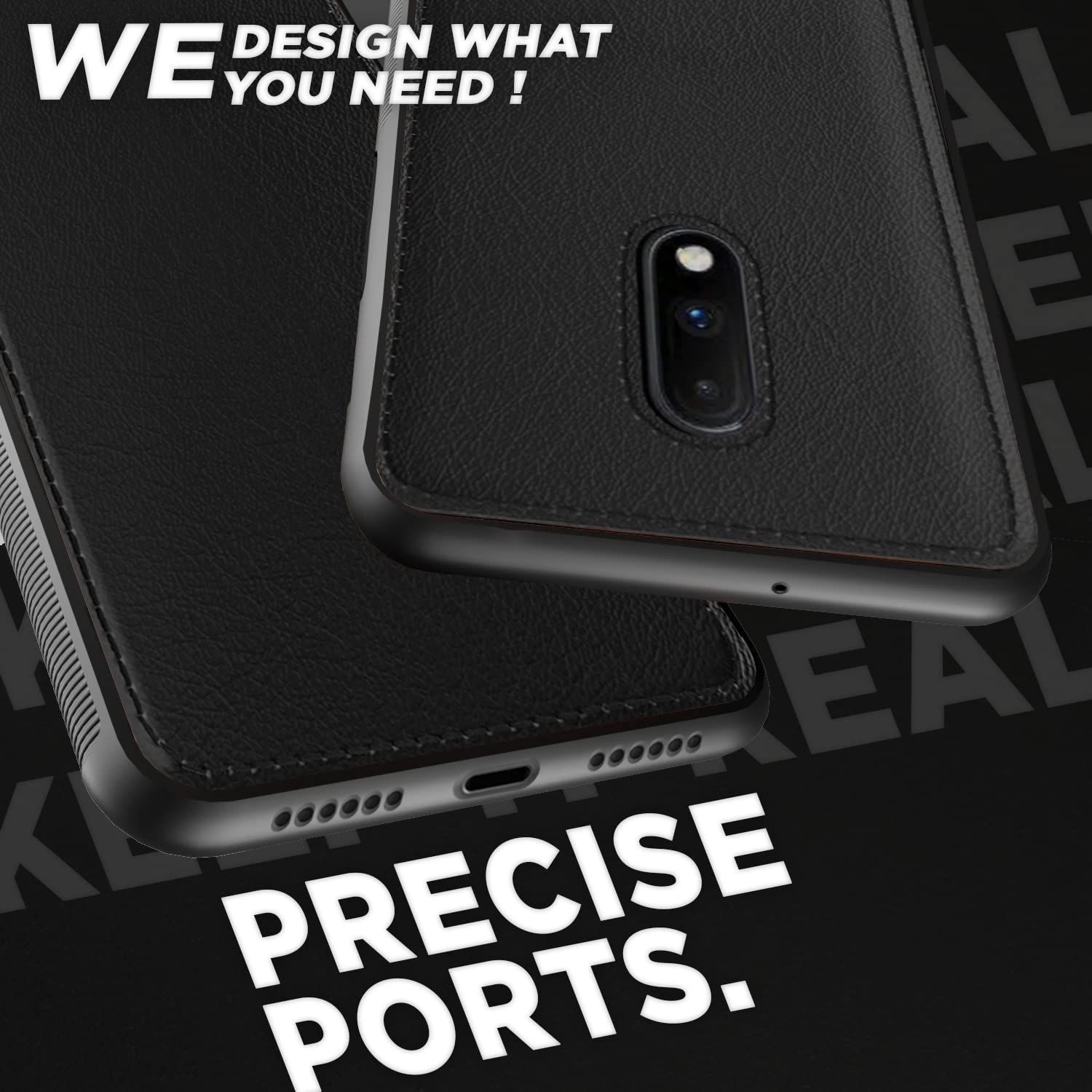 Pikkme OnePlus 7 Leather Back Cover | Black