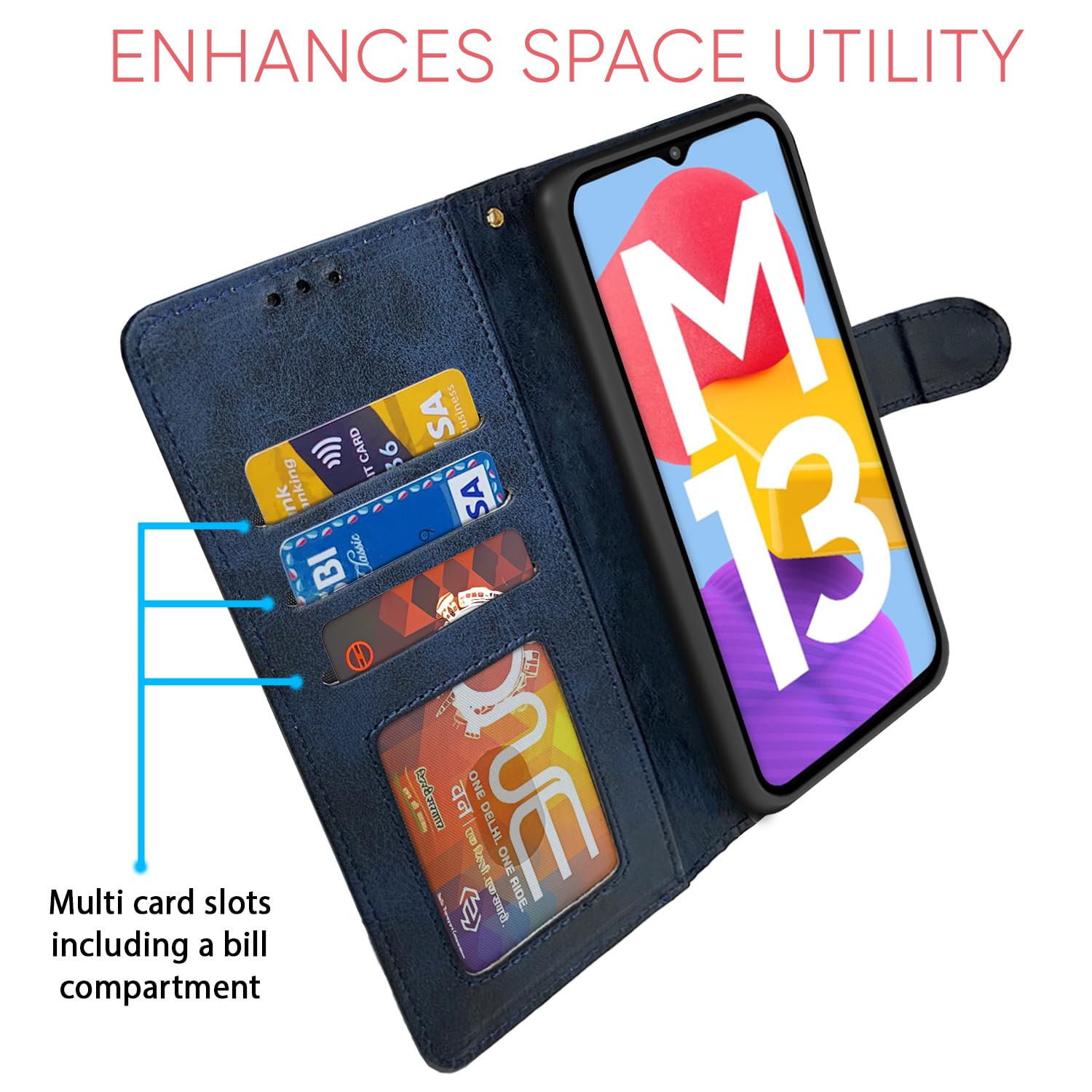 Pikkme blue wallet flip cover for Samsung M13 4G – photo 4