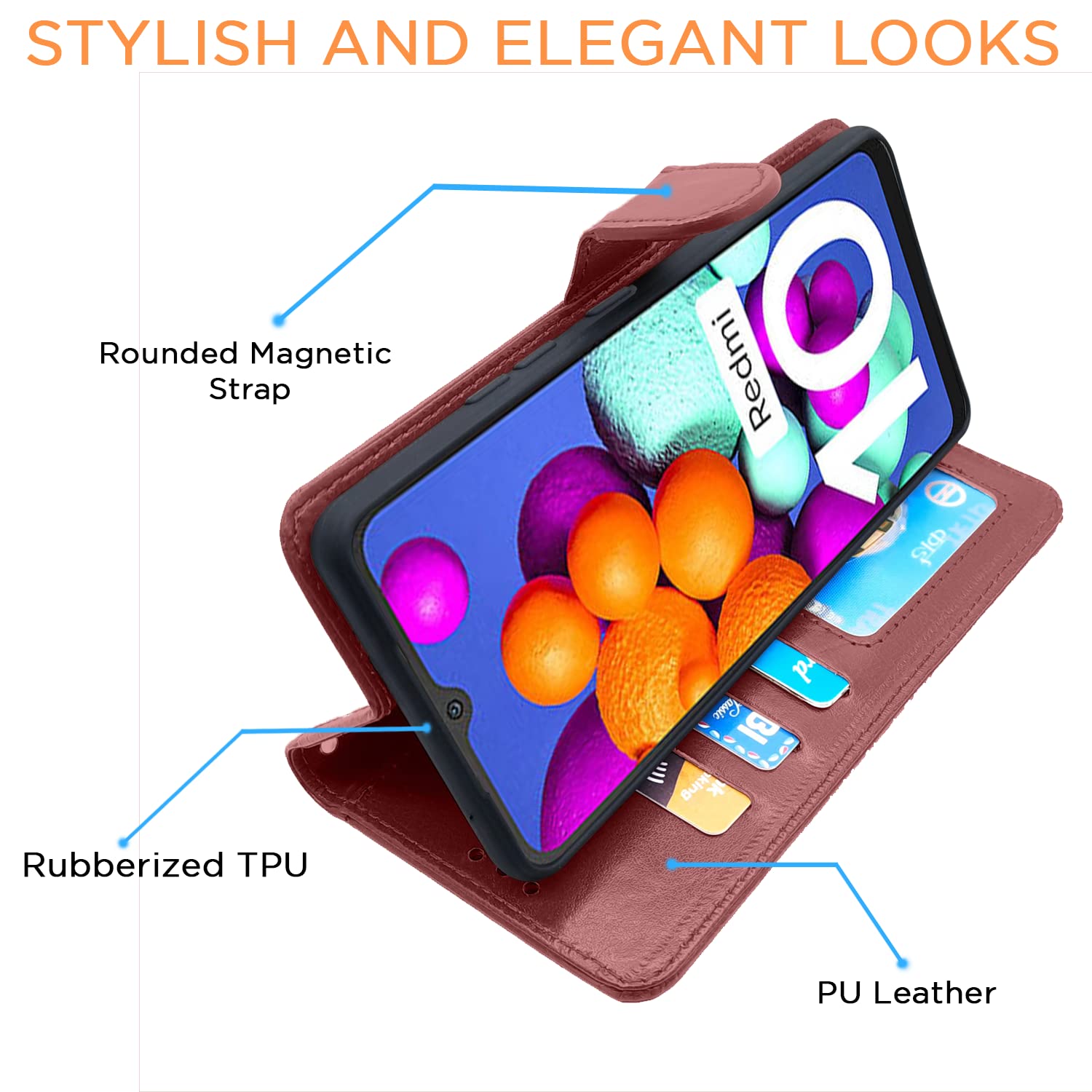 Pikkme Mi Redmi 10 / Redmi 10 Power Vintage Flip Cover | Brown