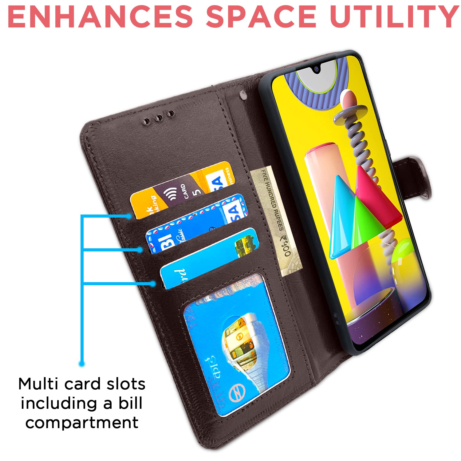 Pikkme Samsung Galaxy M30s / M21 / M21 2021 Vintage Flip Cover | Coffee