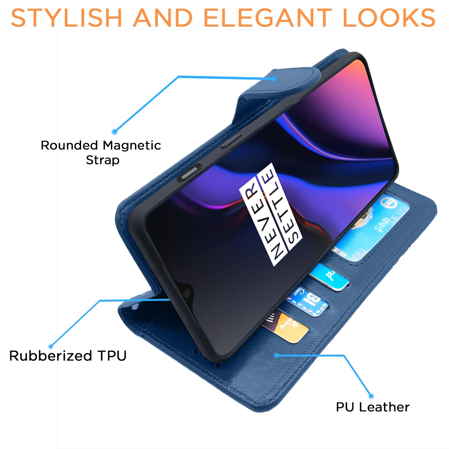 Pikkme OnePlus 6T Vintage Flip Cover | Blue