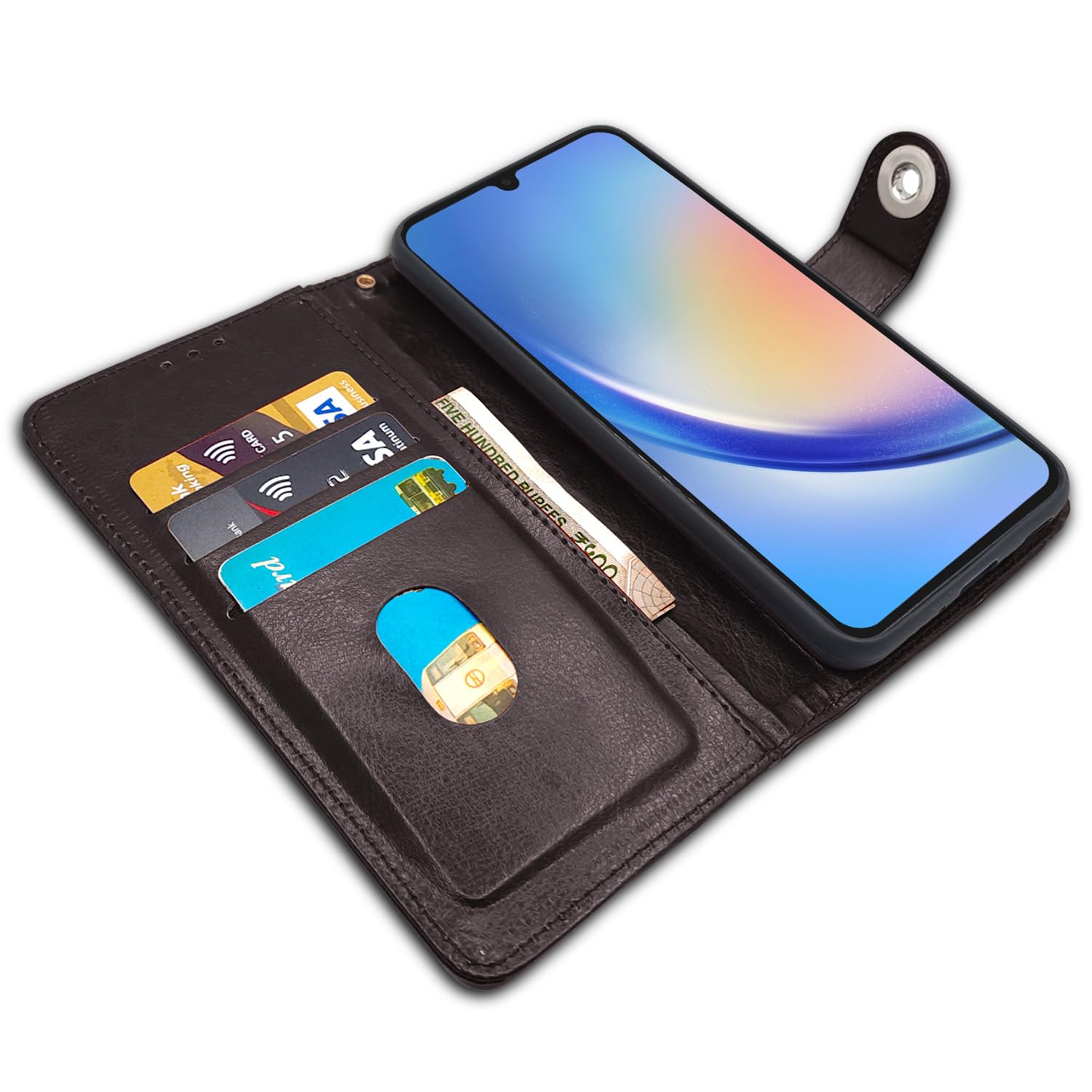 Pikkme Samsung Galaxy A05S Button Flip Cover (Coffee)