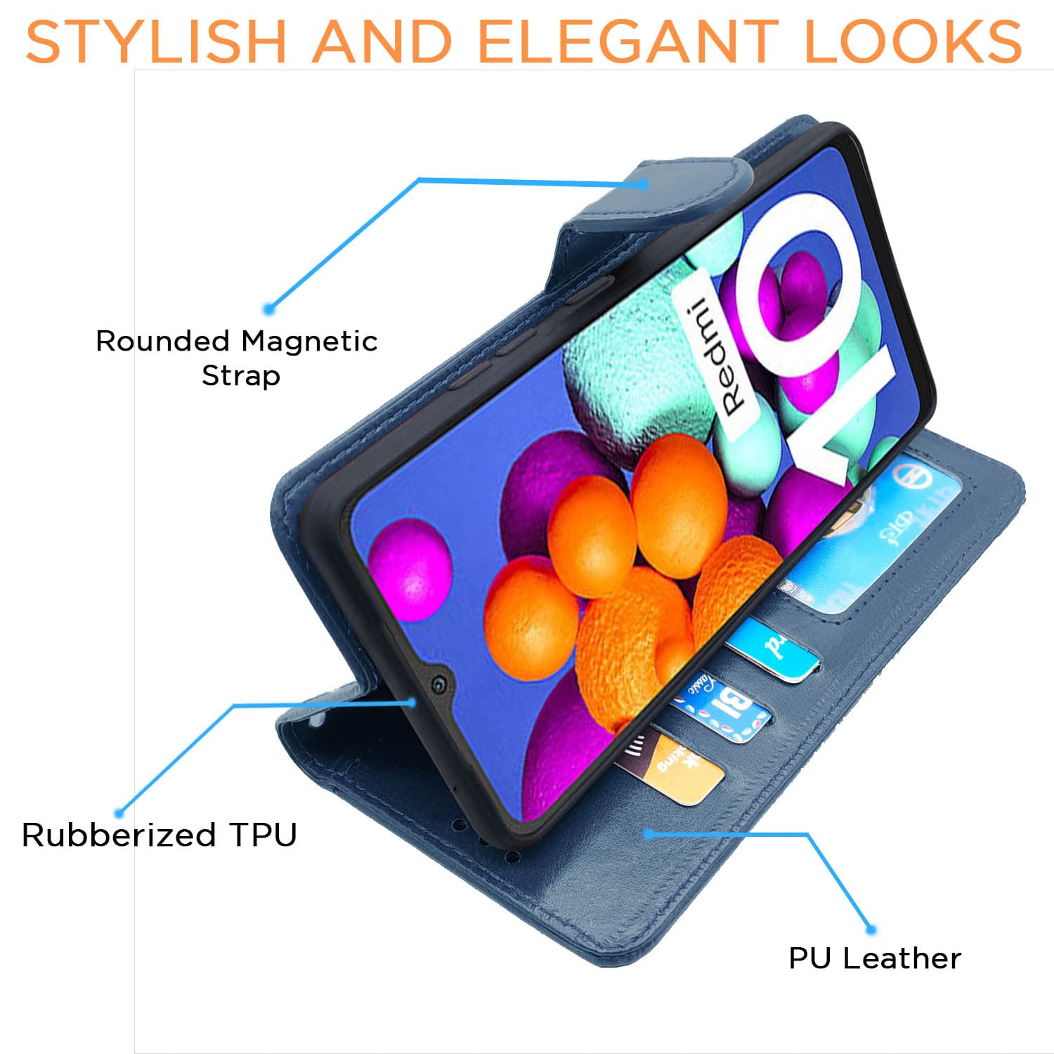 Pikkme Mi Redmi 10 / Redmi 10 Power Vintage Flip Cover | Blue