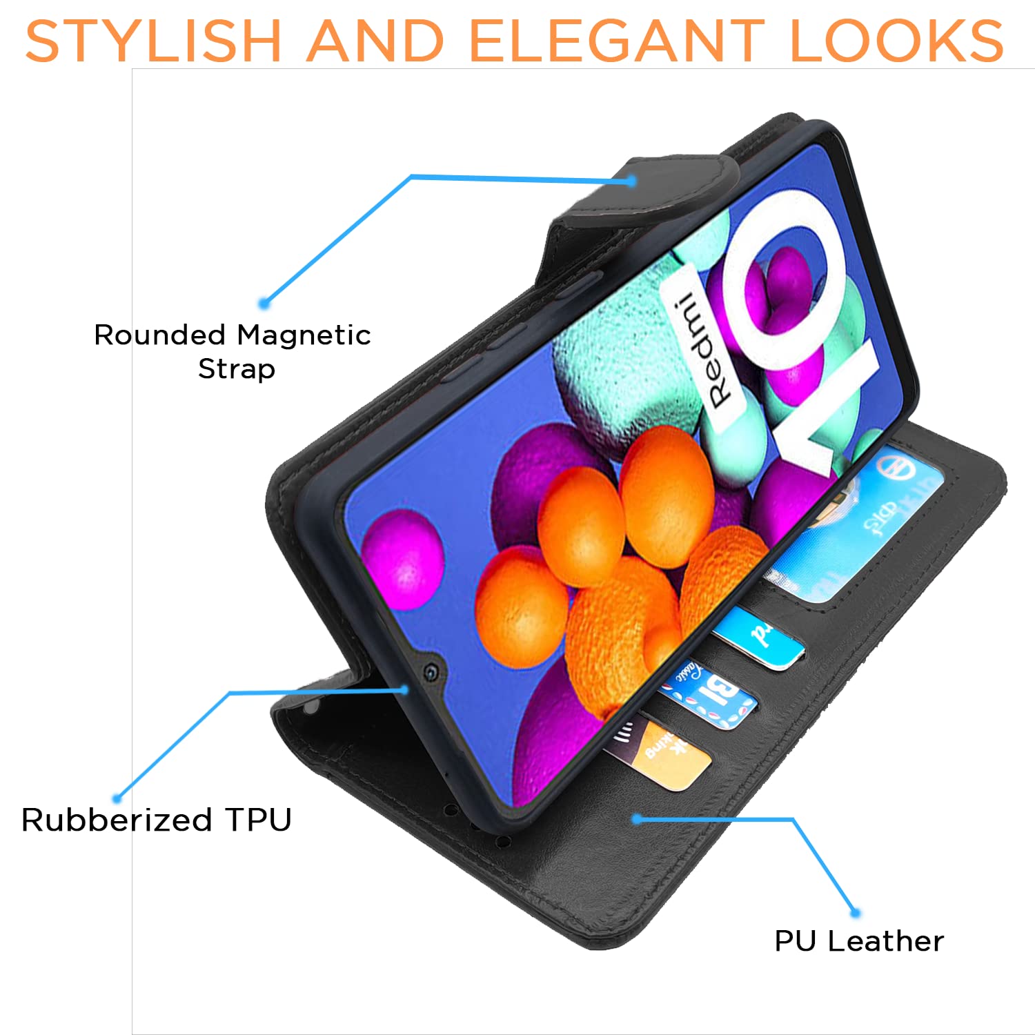 Pikkme Mi Redmi 10 / Redmi 10 Power Vintage Flip Cover | Black