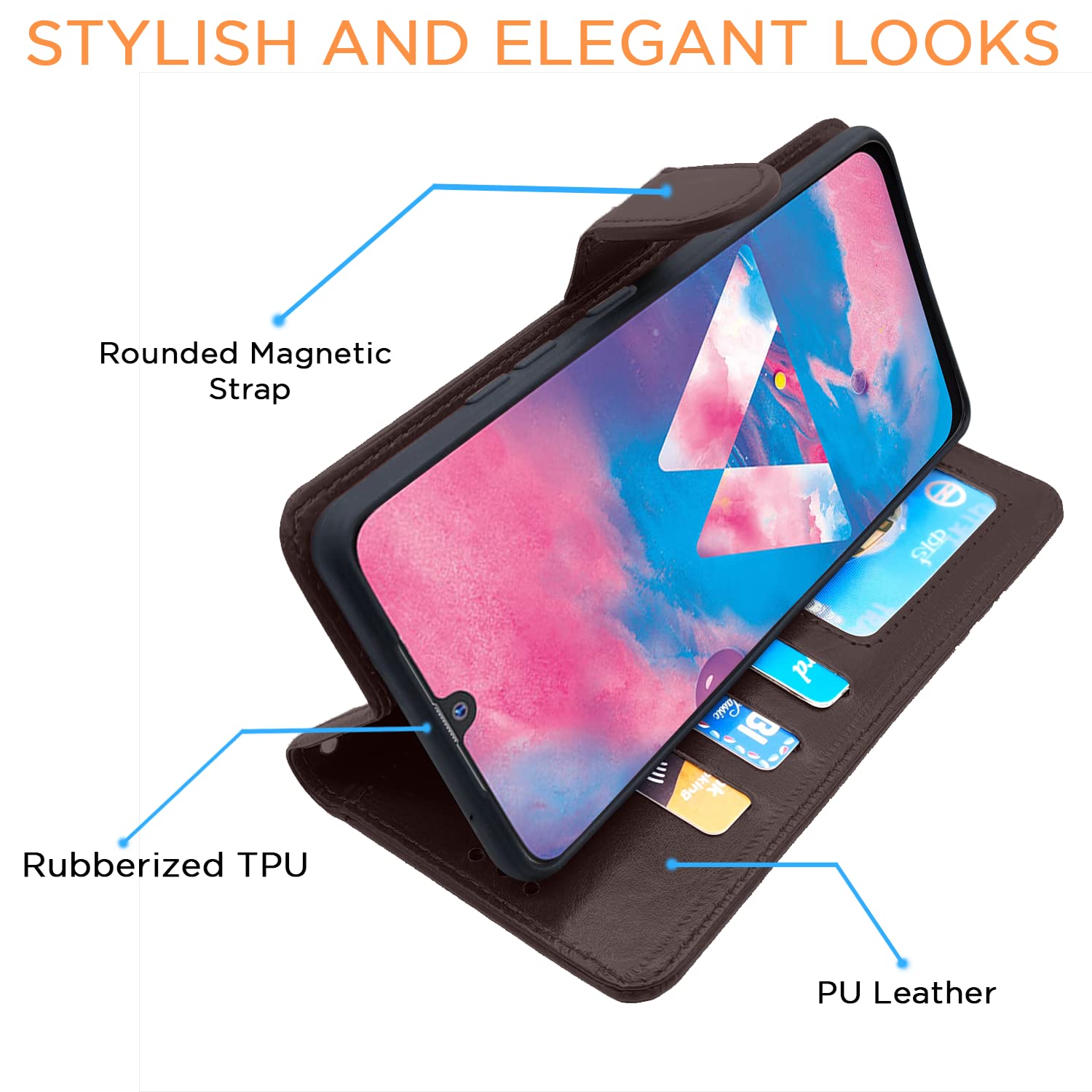 Pikkme Samsung Galaxy M30 Vintage Flip Cover | Coffee