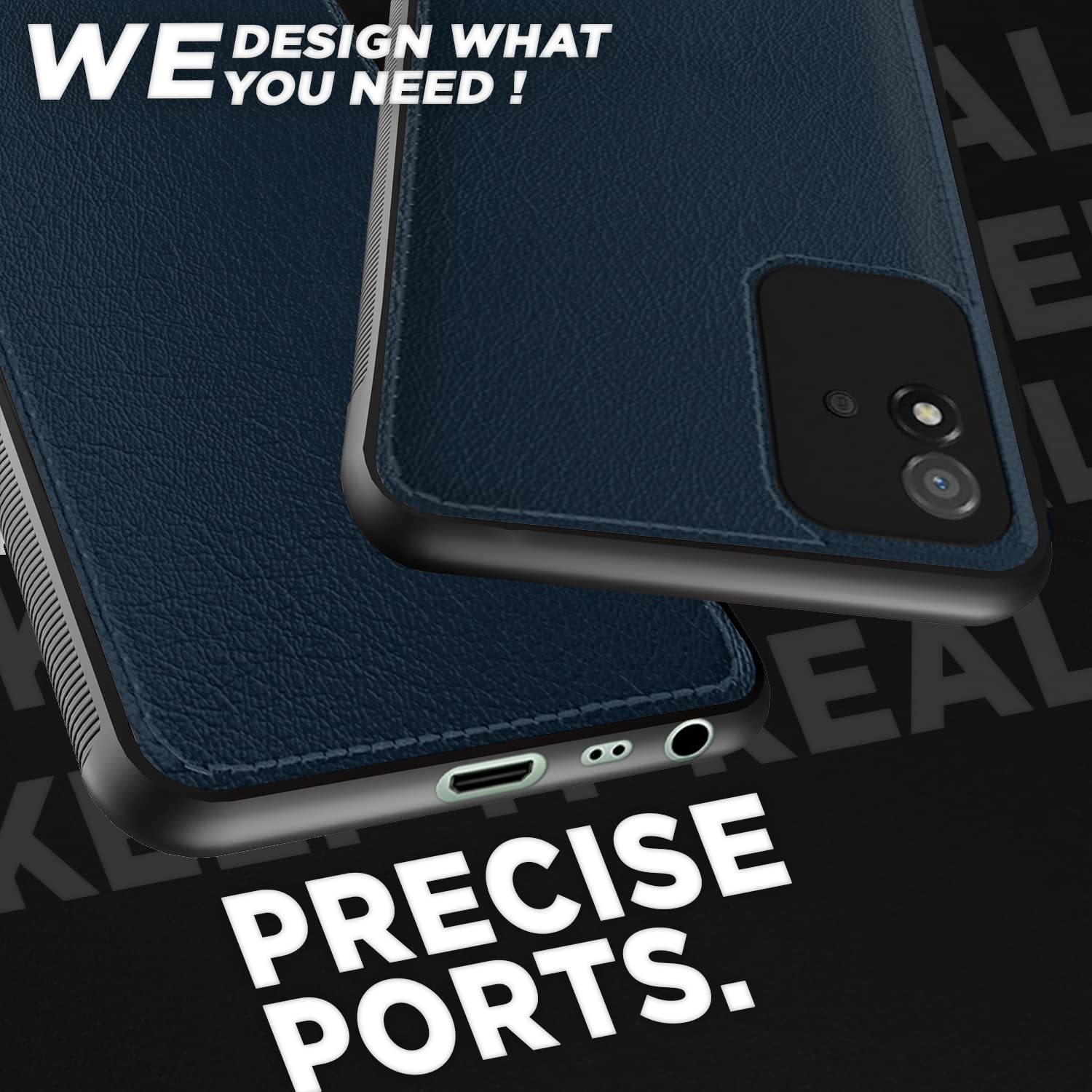 Pikkme Realme Narzo 50i Leather Back Cover | Blue