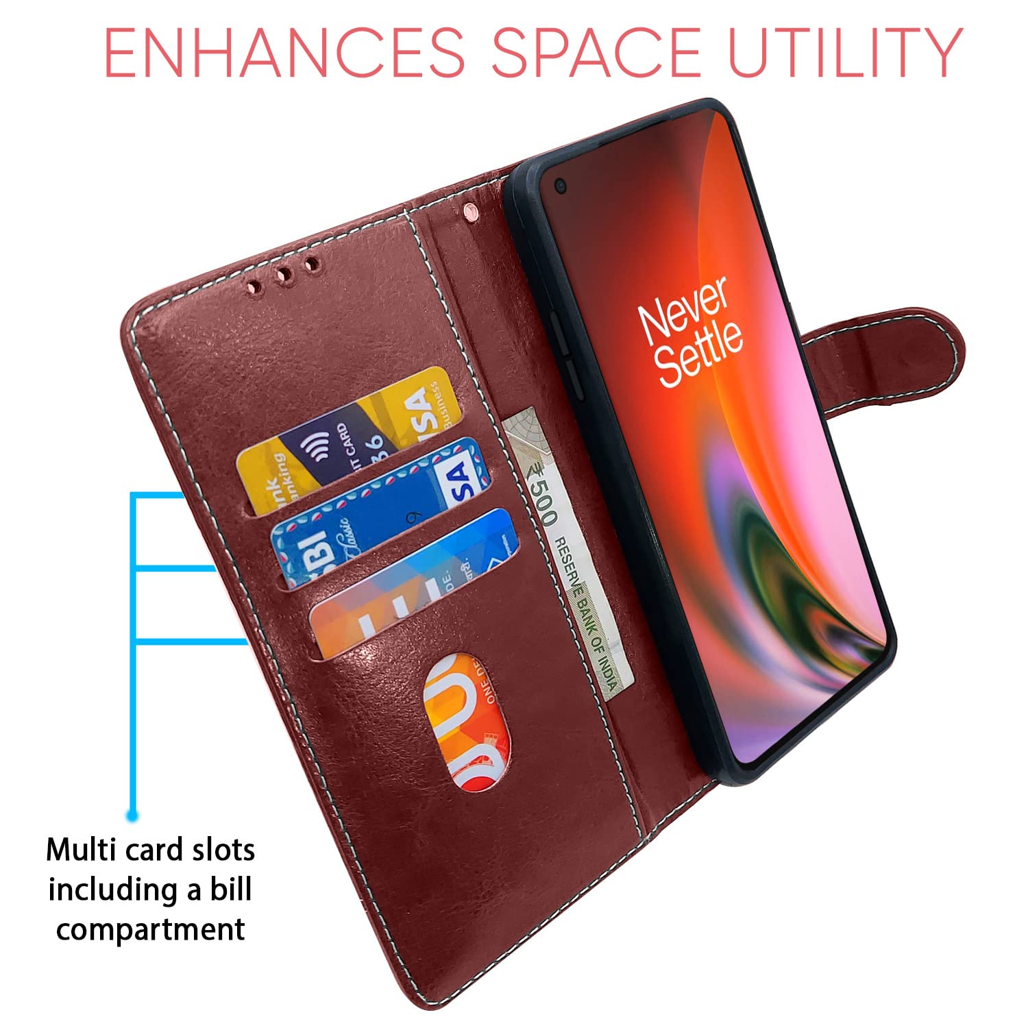 Pikkme OnePlus Nord 2 5G Constrast Flip Cover | Brown & Coffee