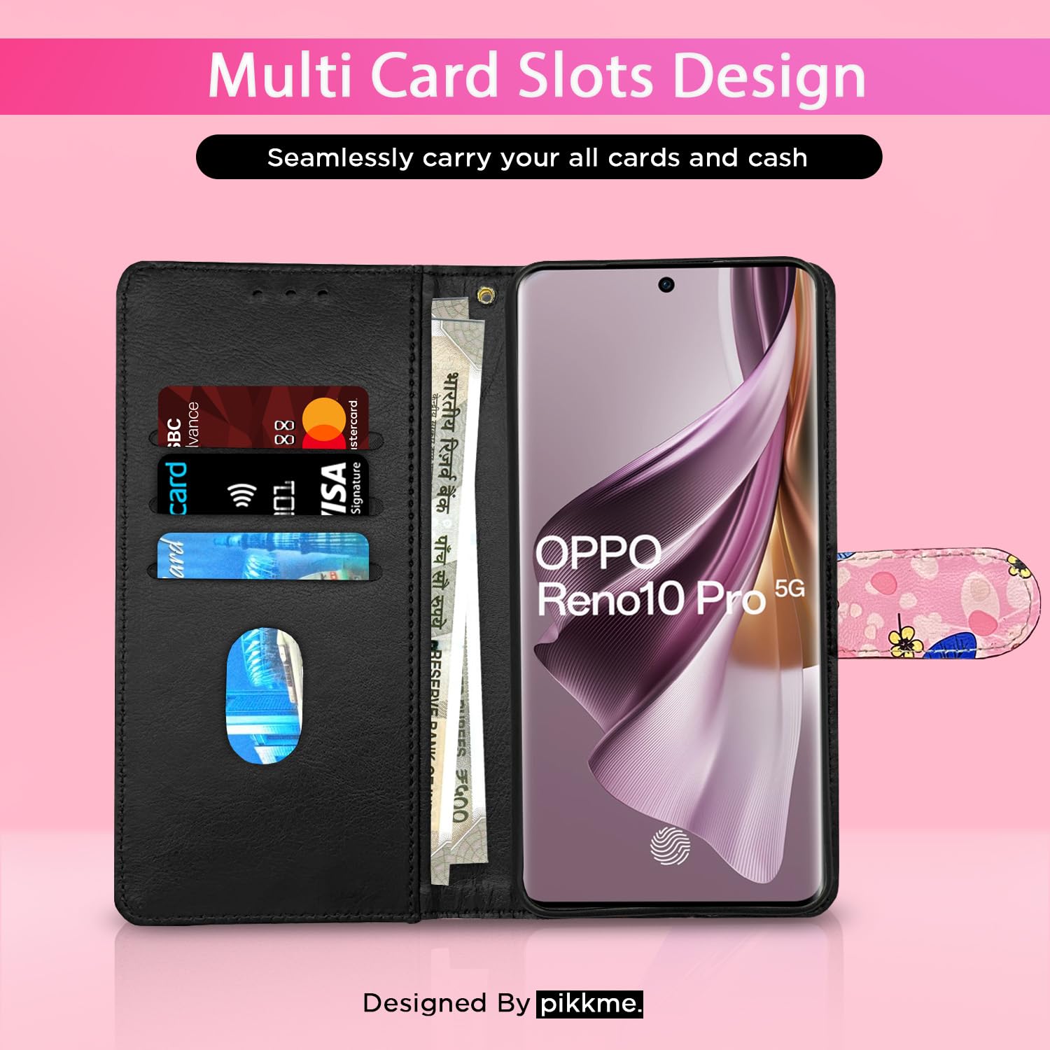 Pikkme pink Flower flip case for Oppo Reno 10 Pro 5G – photo 3