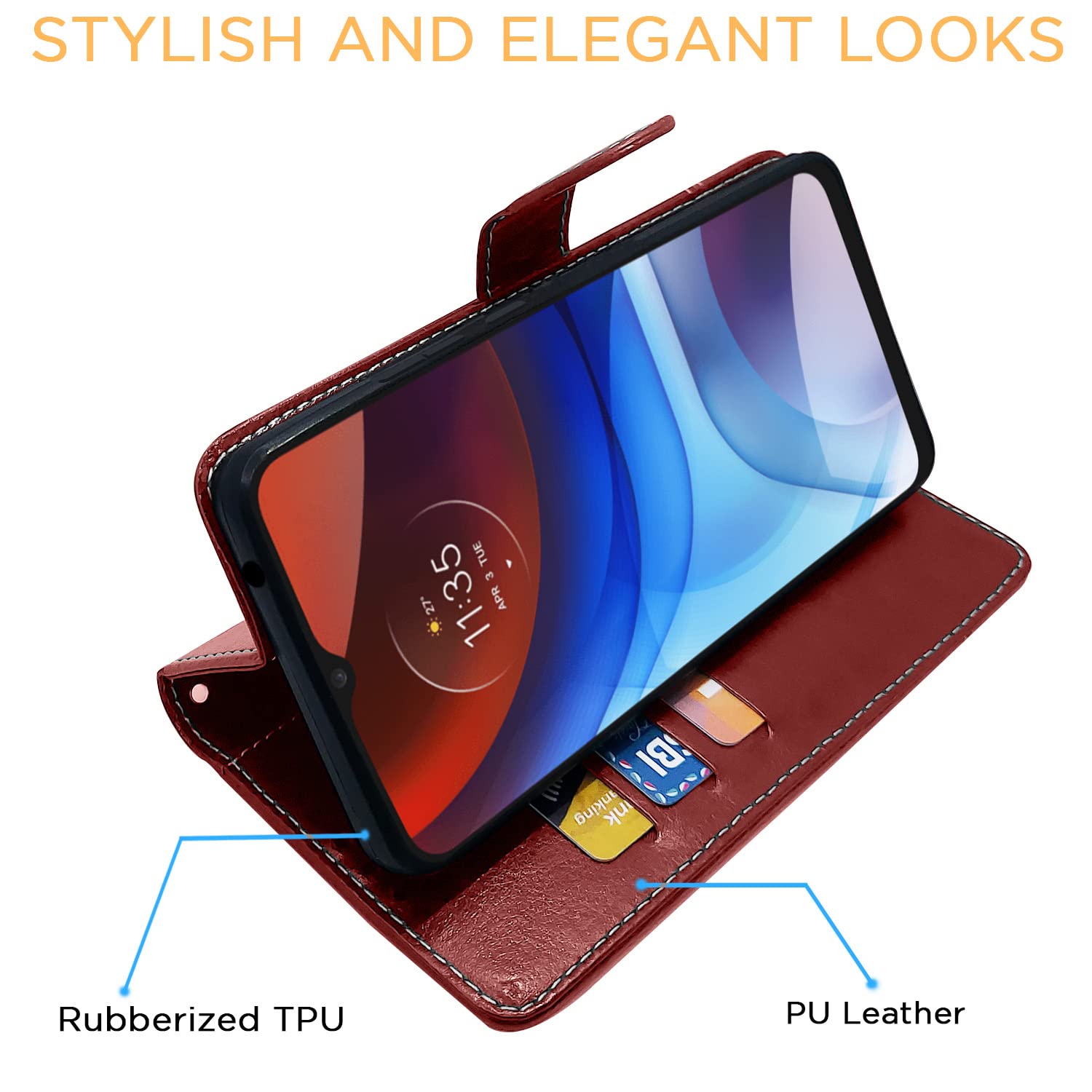 Pikkme brown flip case for Moto E7 Power – photo 5