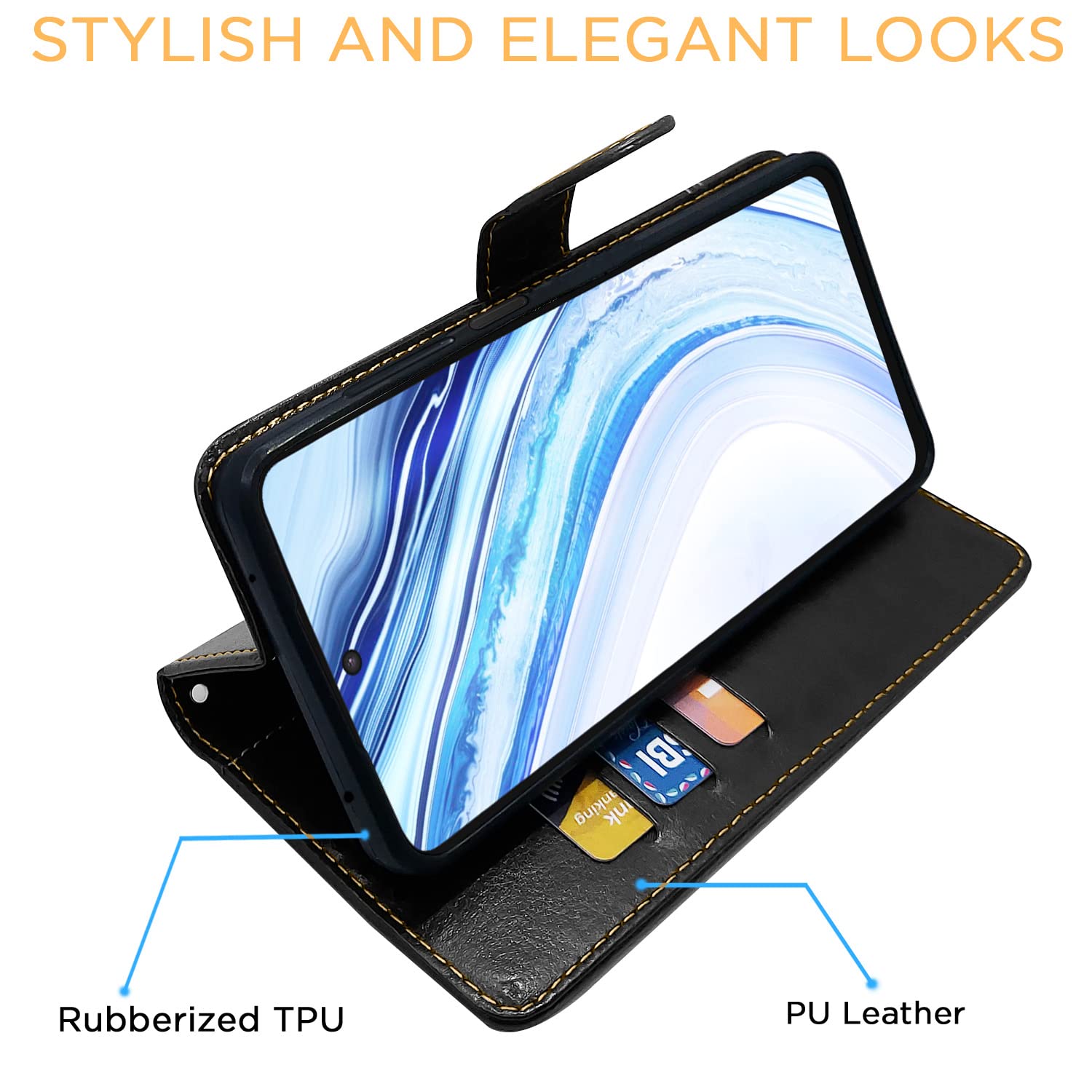 Pikkme Mi Redmi Note 10 Lite/Redmi Note 9 Pro/Note 9 Pro Max Constrast Flip Cover | Black & Brown