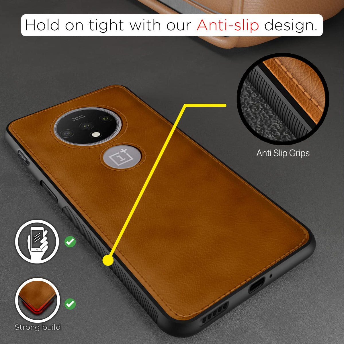 Pikkme brown Leatherback mobile cover for OnePlus 7T – photo 2