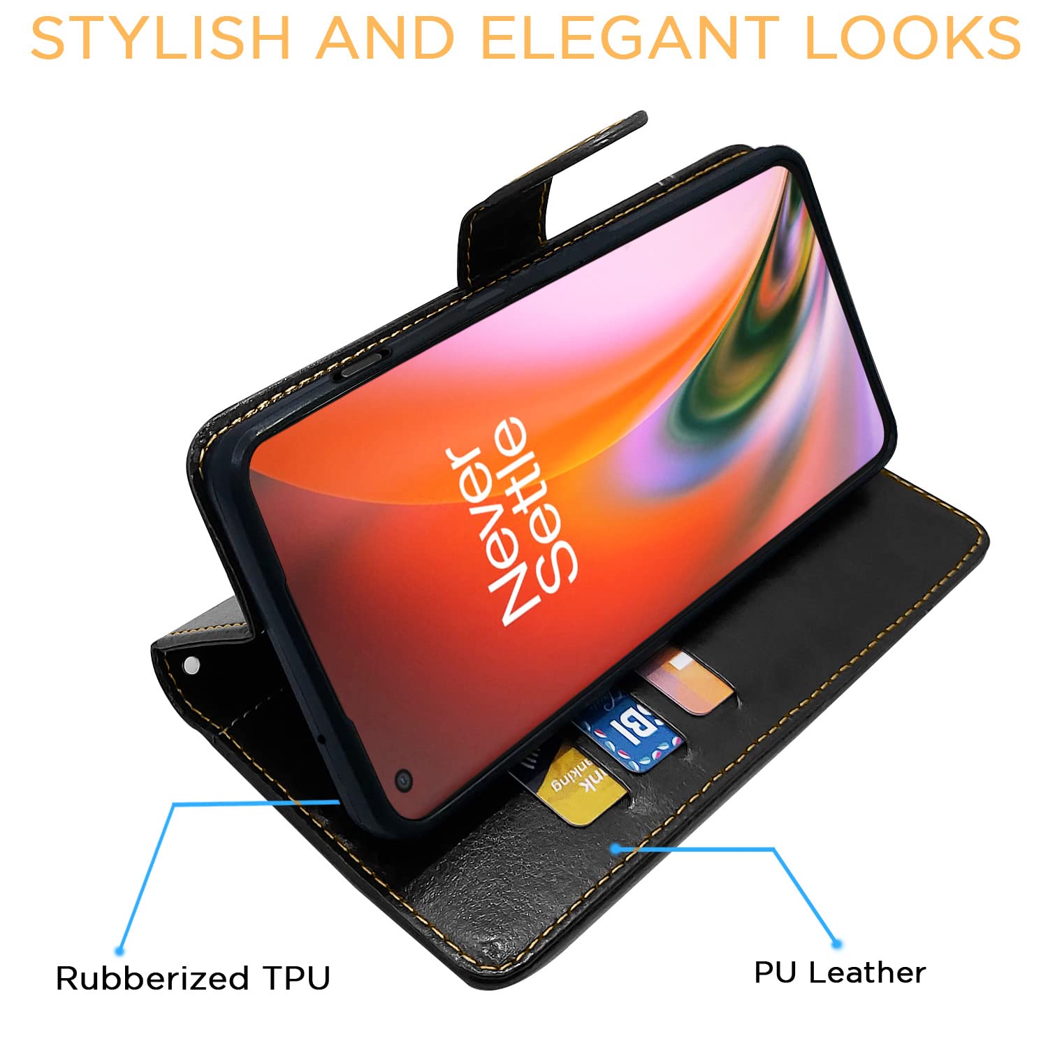 Pikkme OnePlus Nord 2 5G Constrast Flip Cover | Black & Brown