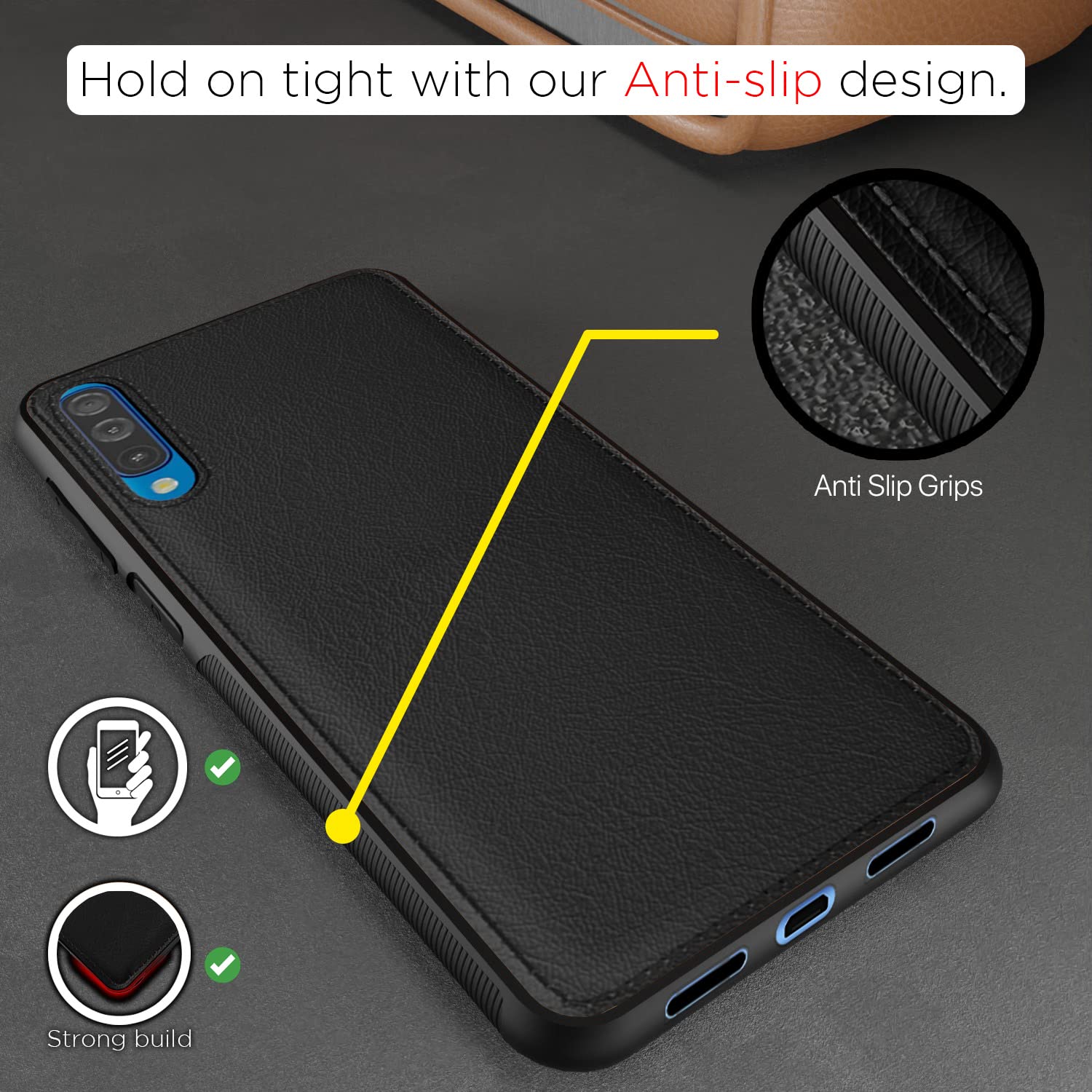 Pikkme Samsung Galaxy A50 / A50s / A30s Leather Back Cover | Black