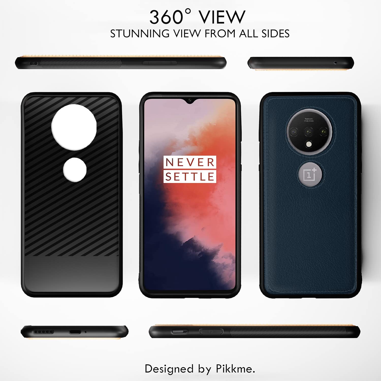 Pikkme OnePlus 7T Leatherback blue phone cover – photo 3