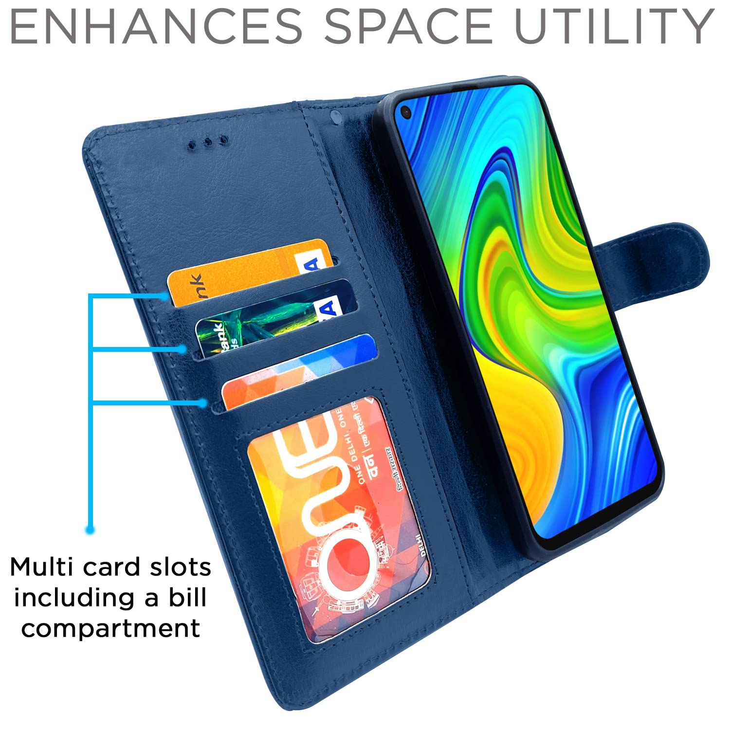 Pikkme Xiaomi Redmi Note 9 Vintage Flip Cover | Blue