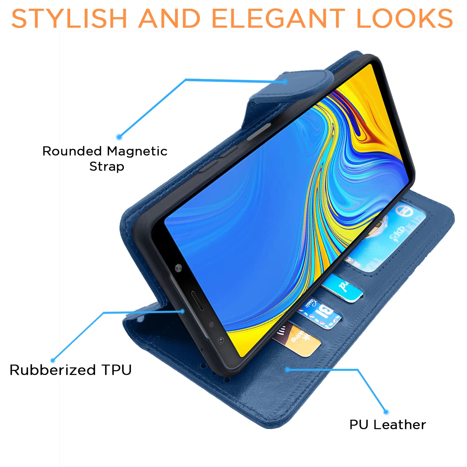Pikkme Samsung Galaxy A7 2018 Vintage Flip Cover | Blue
