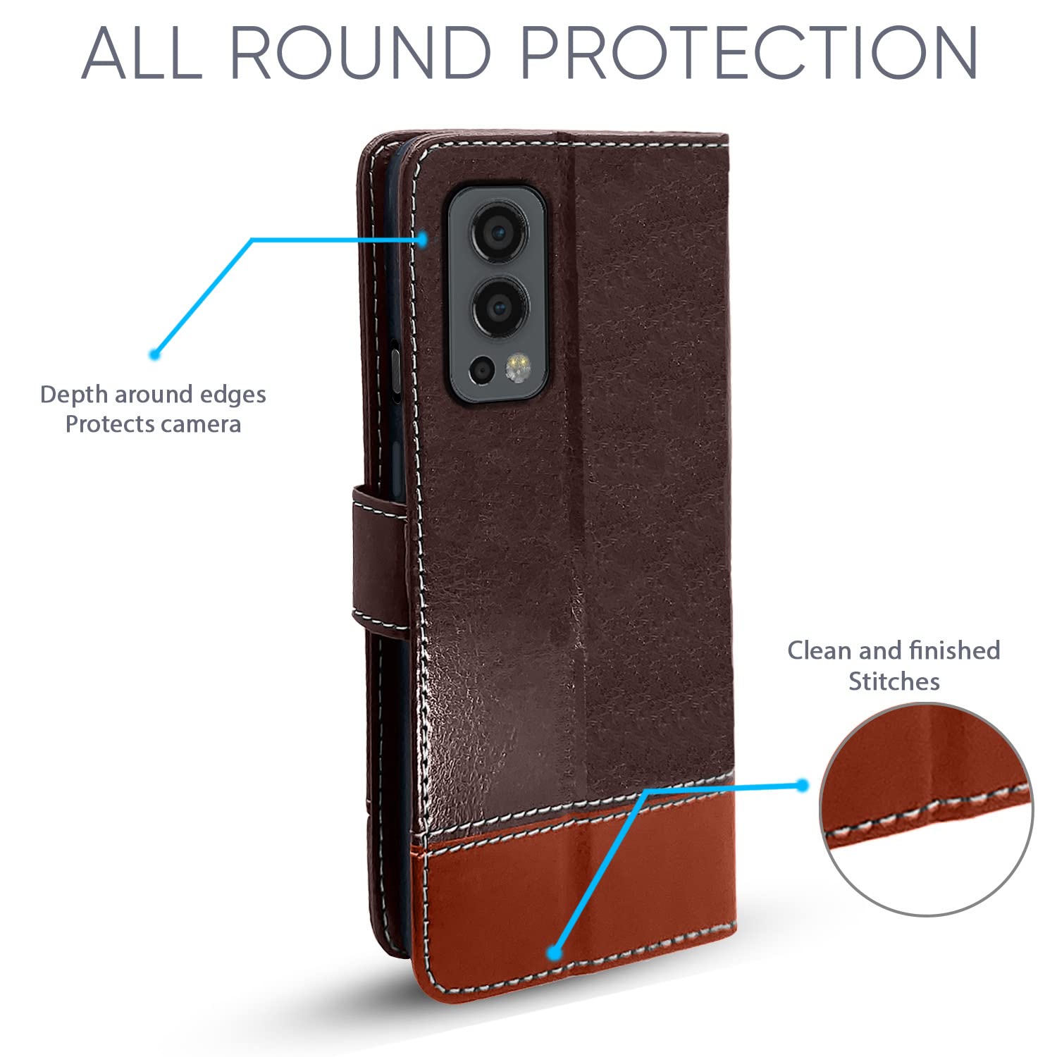 Pikkme OnePlus Nord 2 5G Constrast Flip Cover | Coffee & Brown