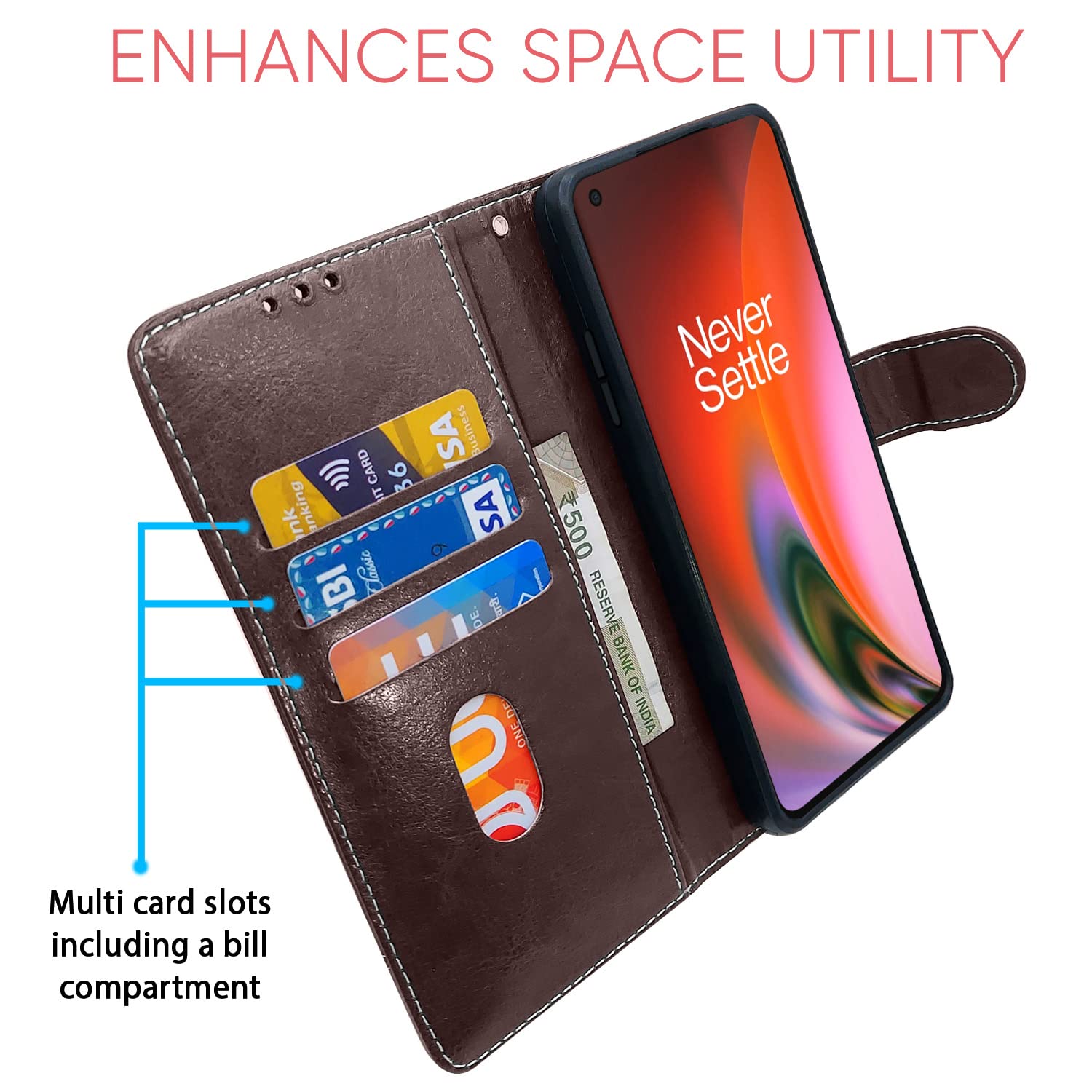 Pikkme OnePlus Nord 2 5G Constrast Flip Cover | Coffee & Brown