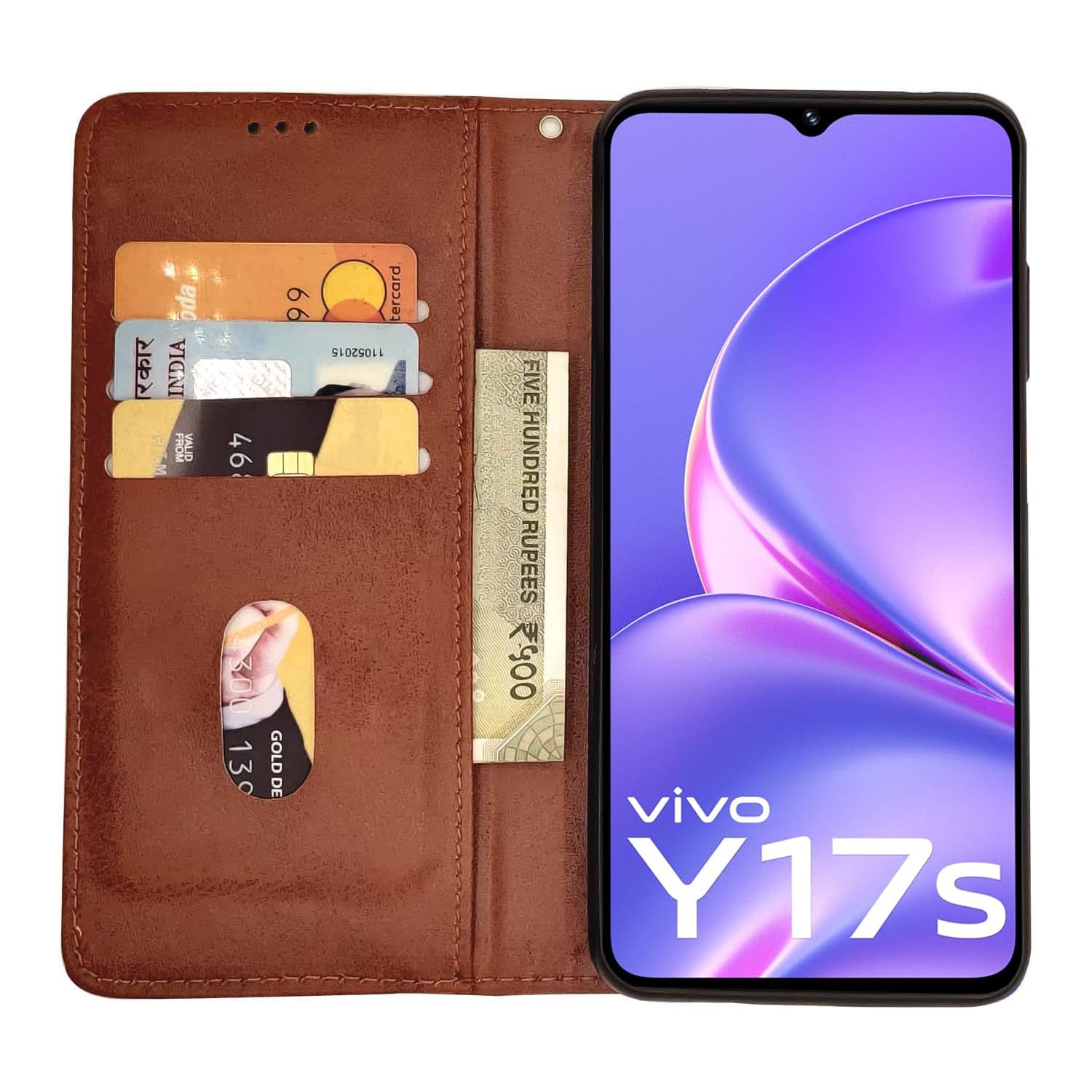 Pikkme Vivo Y17s Magnetic brown flip cover – photo 3