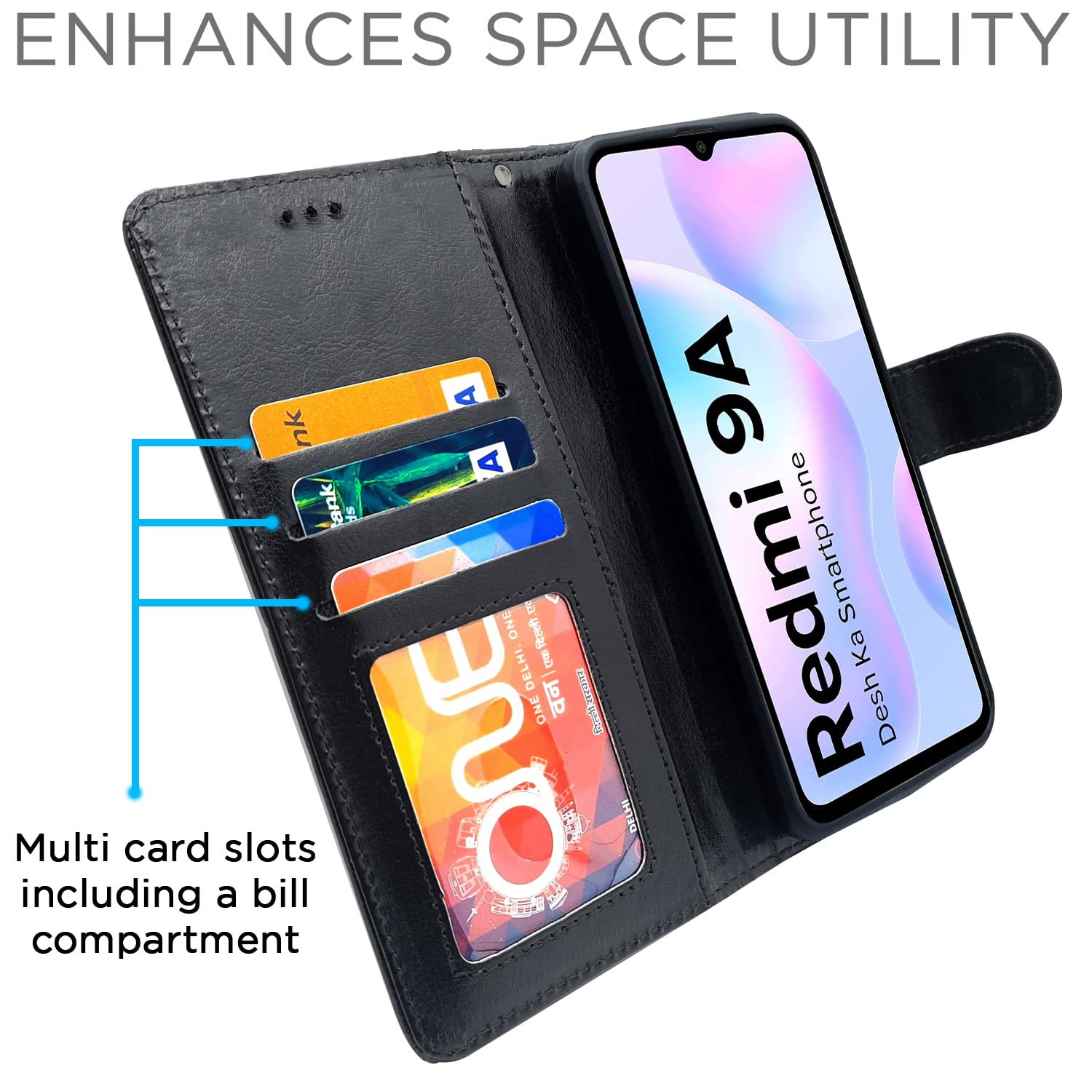 Pikkme Redmi 9A / 9i / 9A Sport Vintage Flip Cover | Black