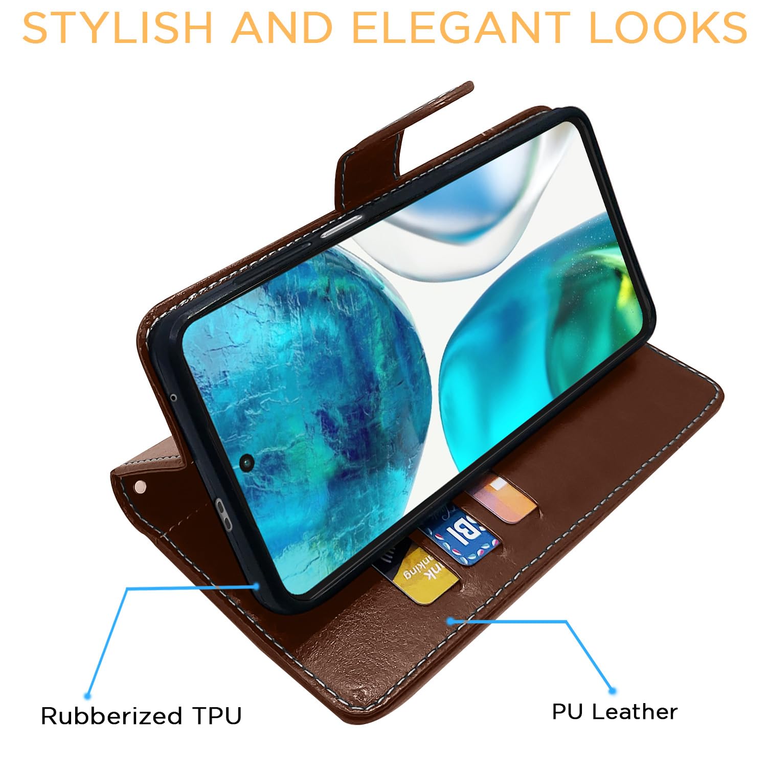 Brown Contrast wallet flip cover for Moto G52 – Pikkme – photo 5