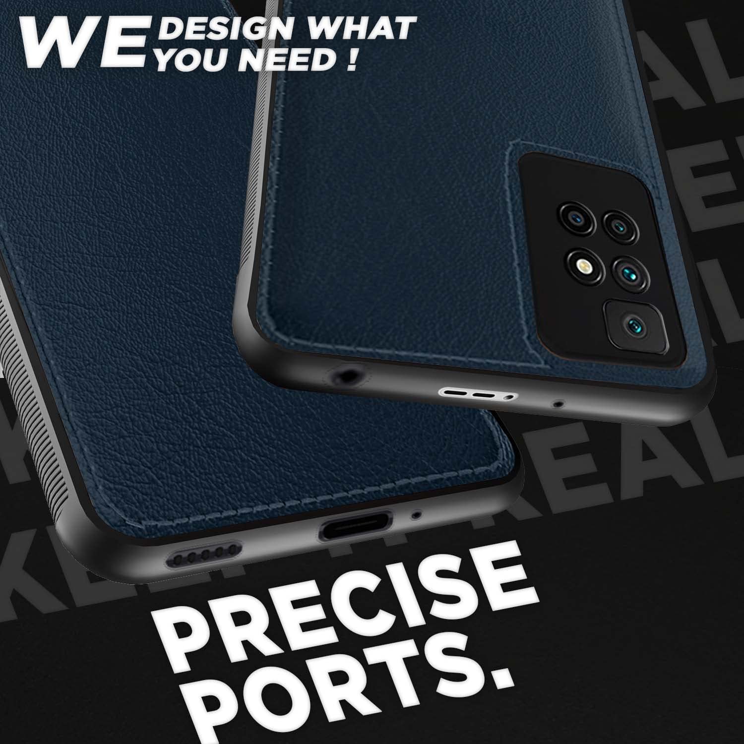 Pikkme Redmi 10 Prime Leather Back Cover | Blue