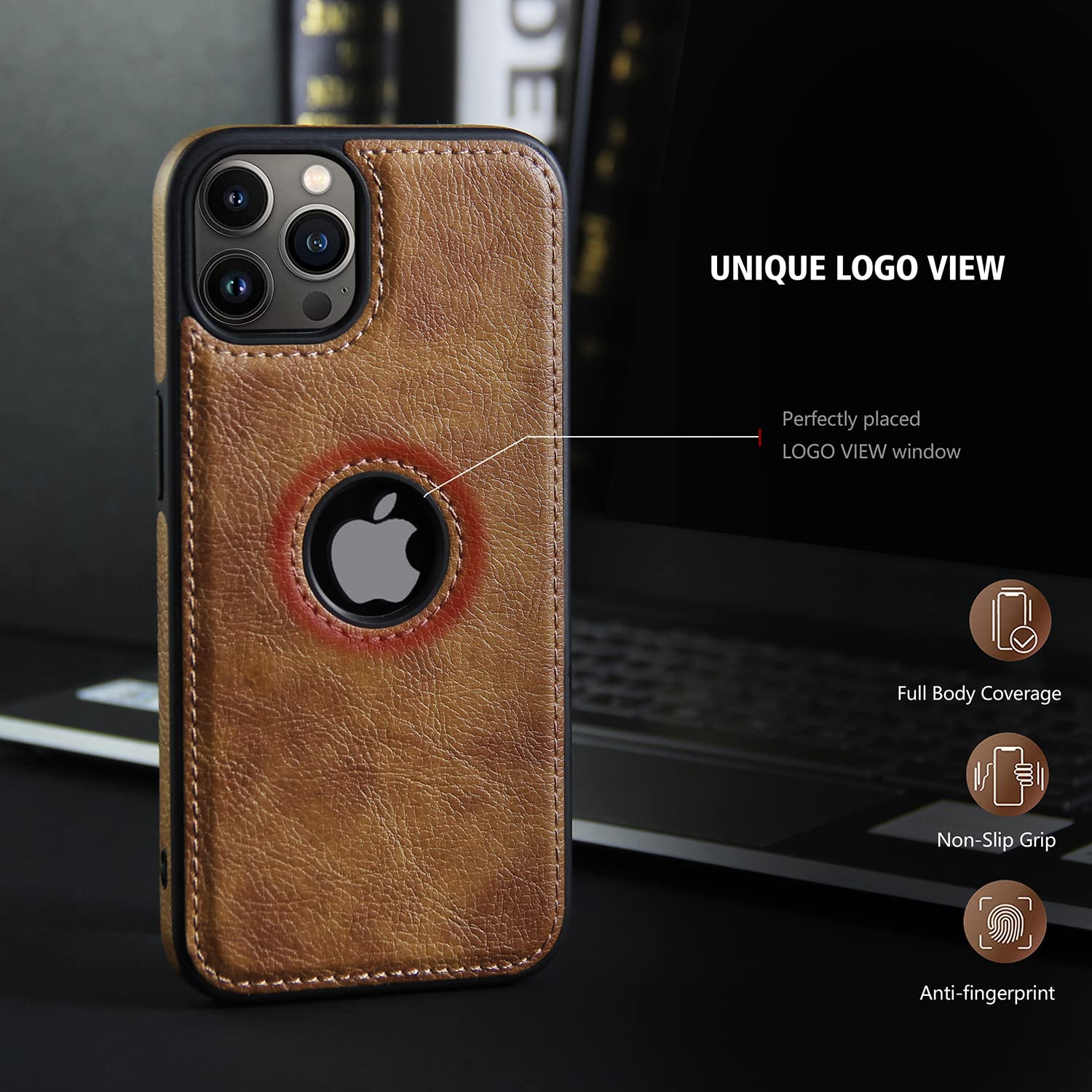 Pikkme iPhone 12 Pro Max Leather Back Case Brown