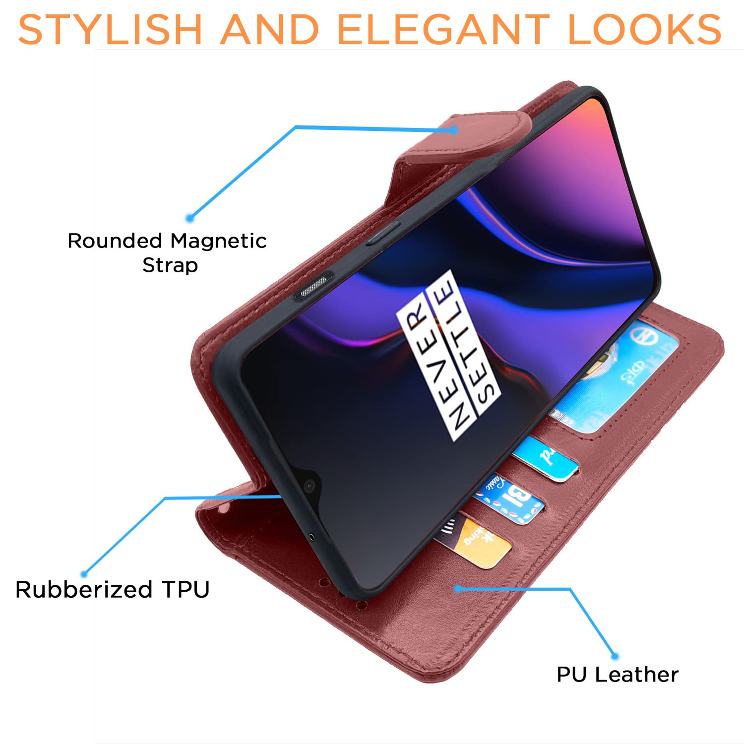 Pikkme OnePlus 6T Vintage Flip Cover | Brown