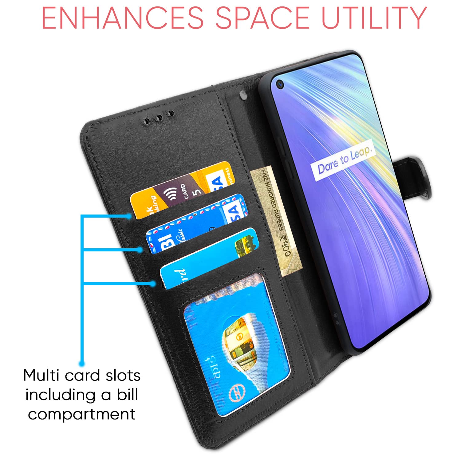 Pikkme Realme 6 Vintage Flip Cover | Black