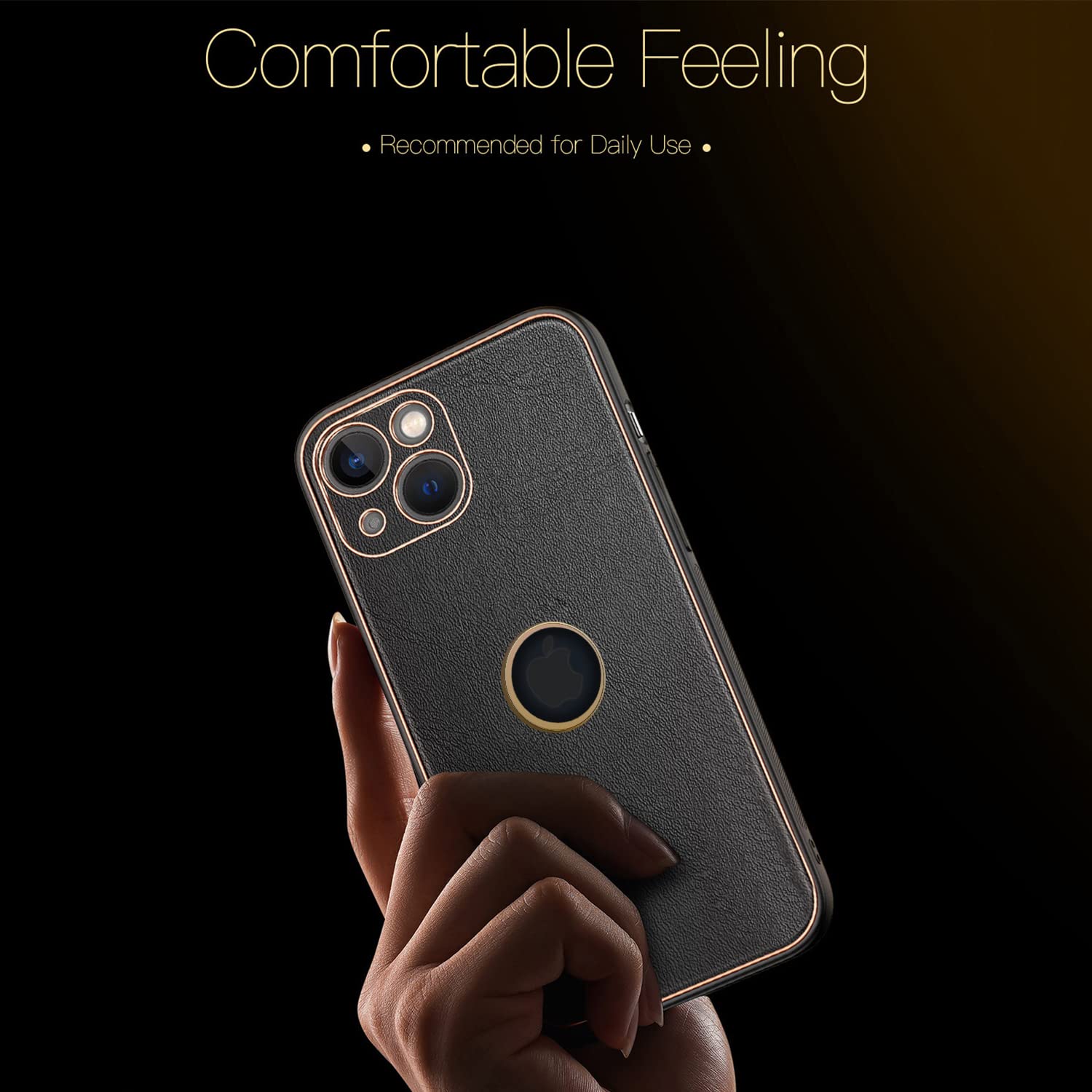 Pikkme iPhone 14 Gold Electroplated Leather Chrome Back Case