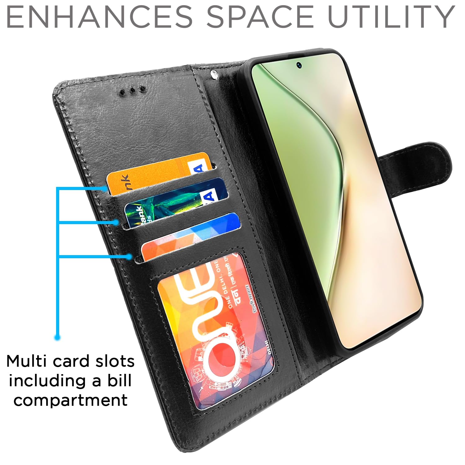 Pikkme Vivo Y200 5G Vintage Flip Cover (Black)