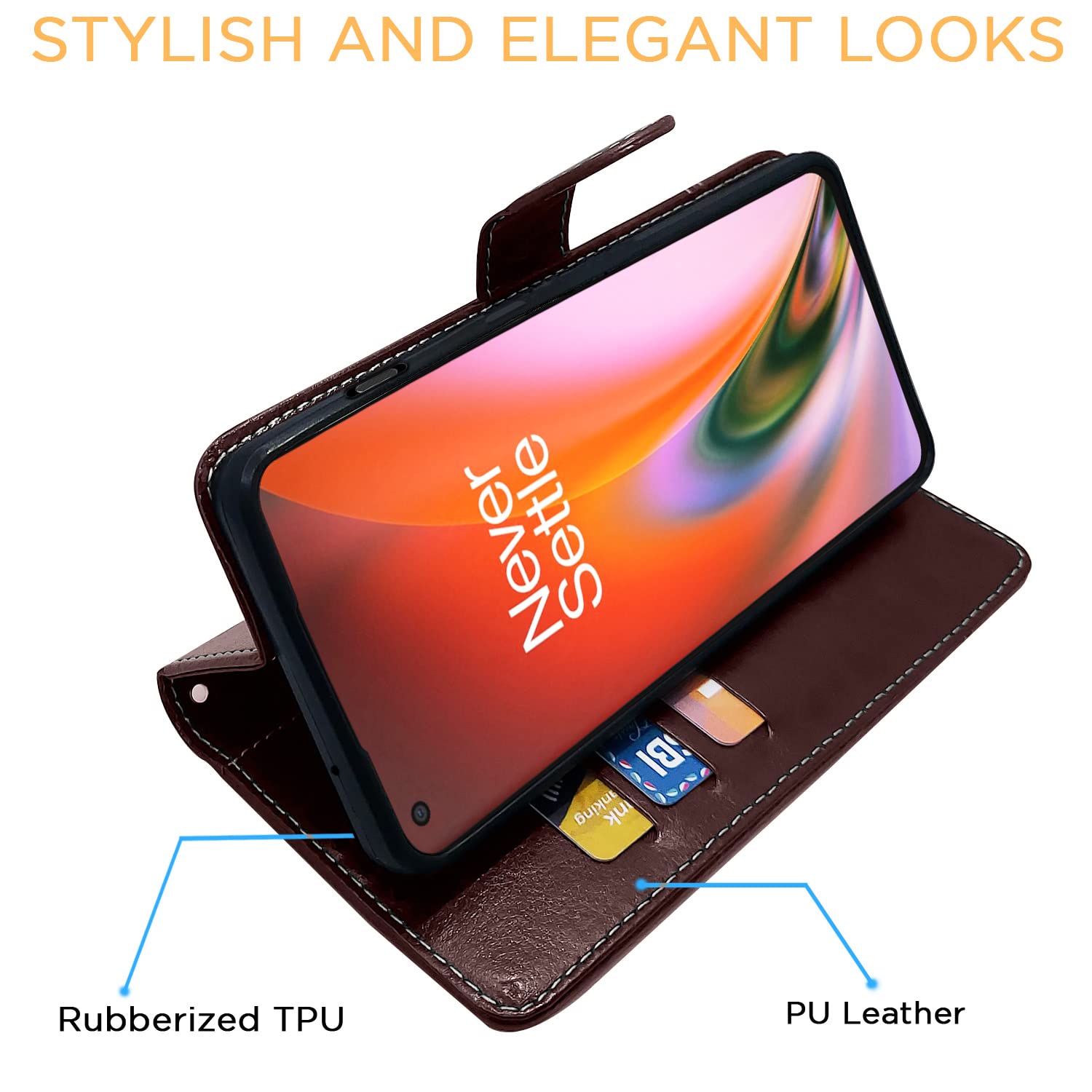 Pikkme OnePlus Nord 2 5G Constrast Flip Cover | Coffee & Brown