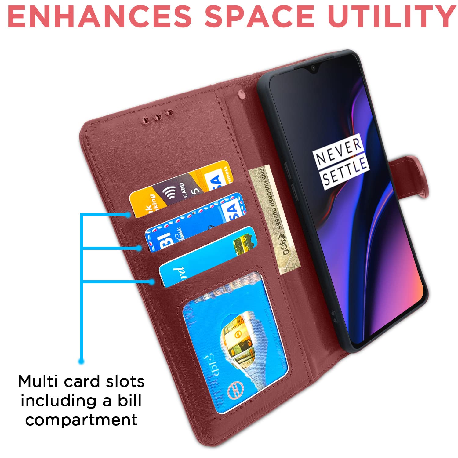 Pikkme OnePlus 6T Vintage Flip Cover | Brown