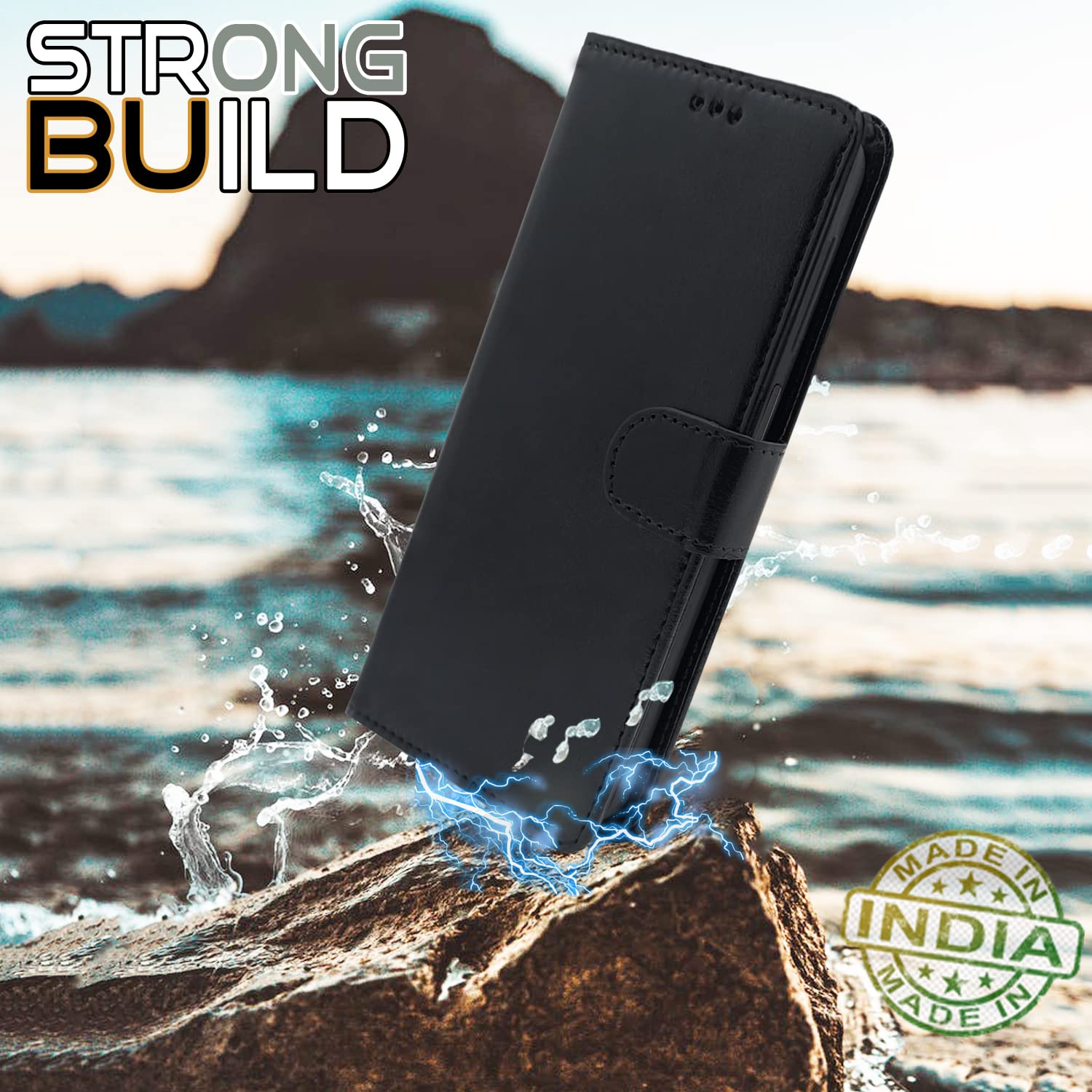 Pikkme Samsung Galaxy M12 / F12 / A12 Vintage Flip Cover | Black