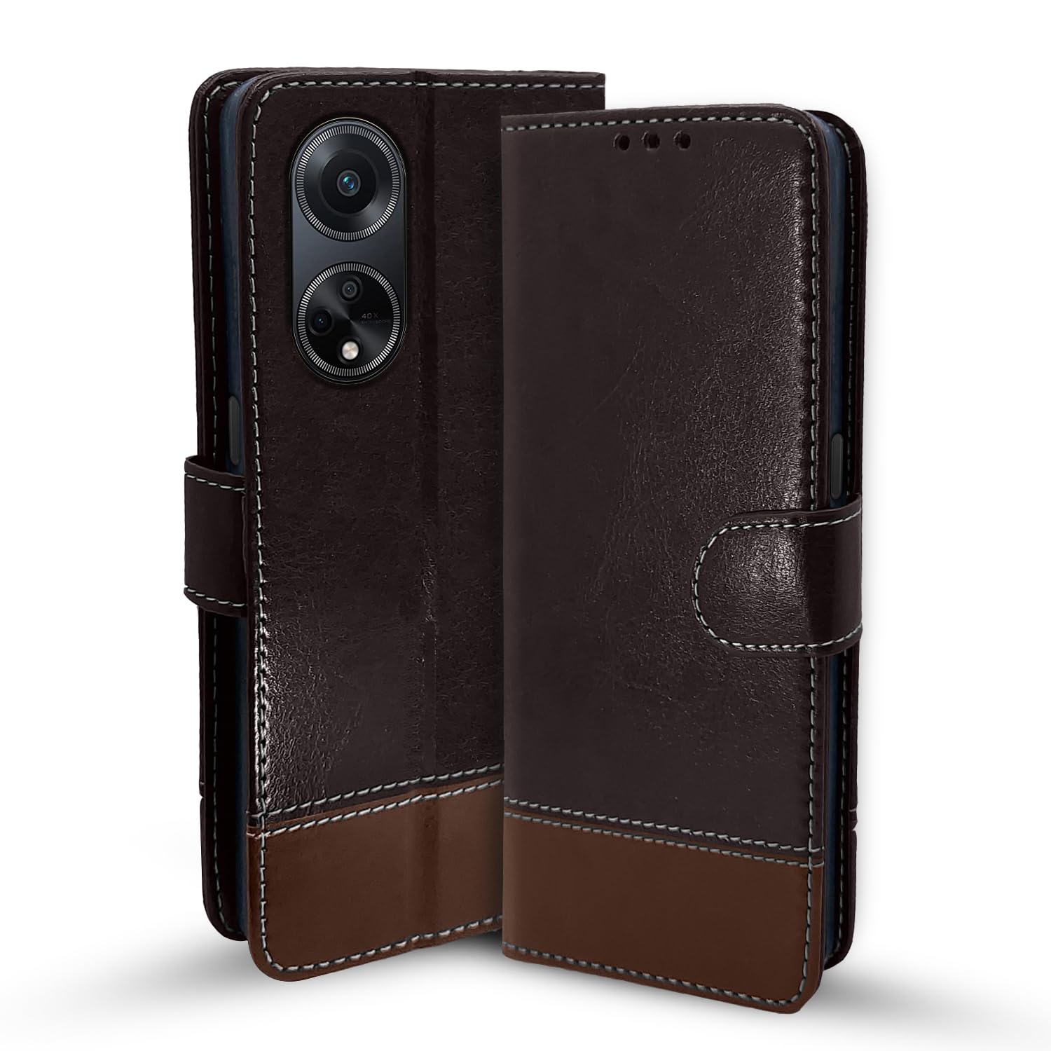 Pikkme Oppo F23 5G Contrast coffee wallet flip cover
