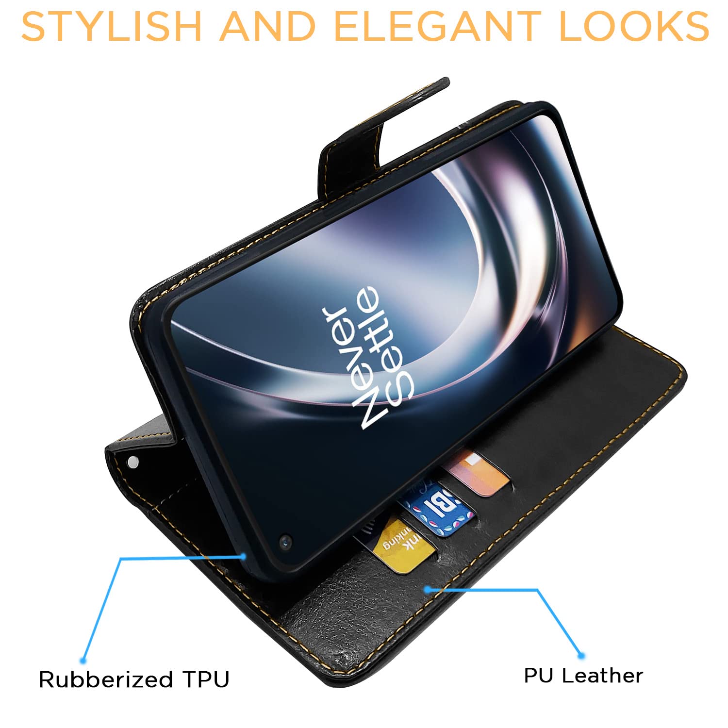 Pikkme OnePlus Nord CE 2 Lite 5G Contrast Flip Cover | Black & Brown
