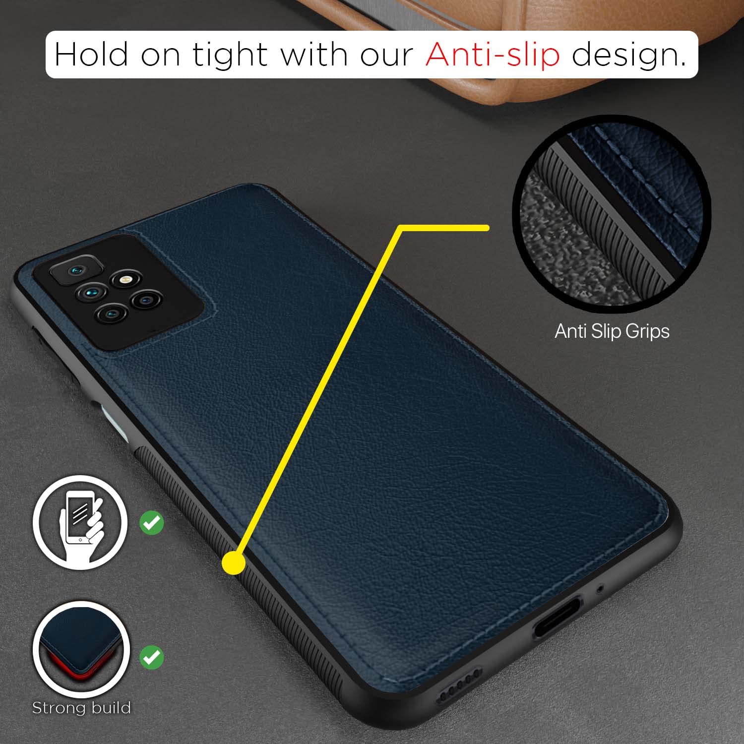 Pikkme Redmi 10 Prime Leather Back Cover | Blue